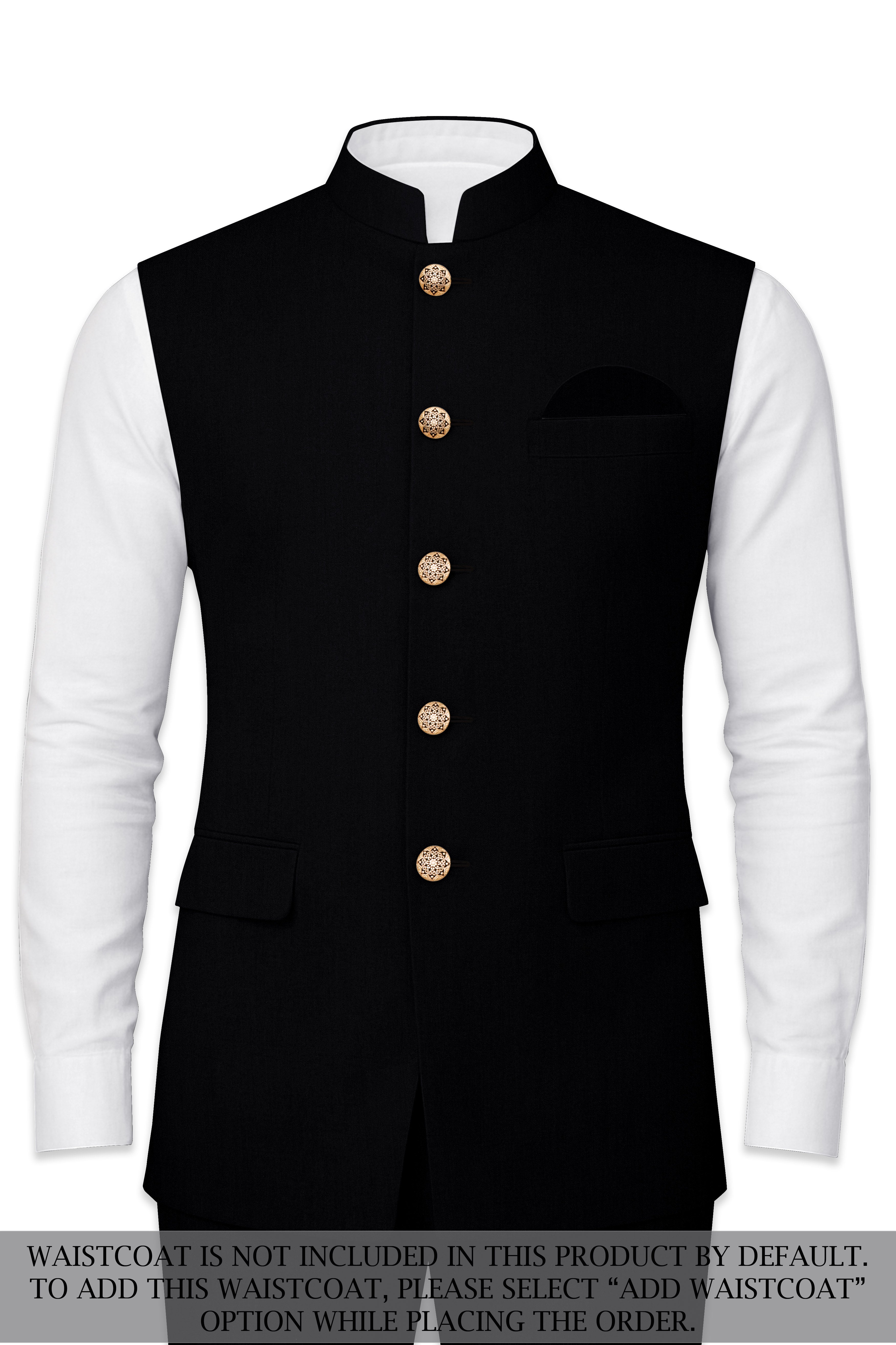 Thunder Black Cross Placket Bandhgala Suit