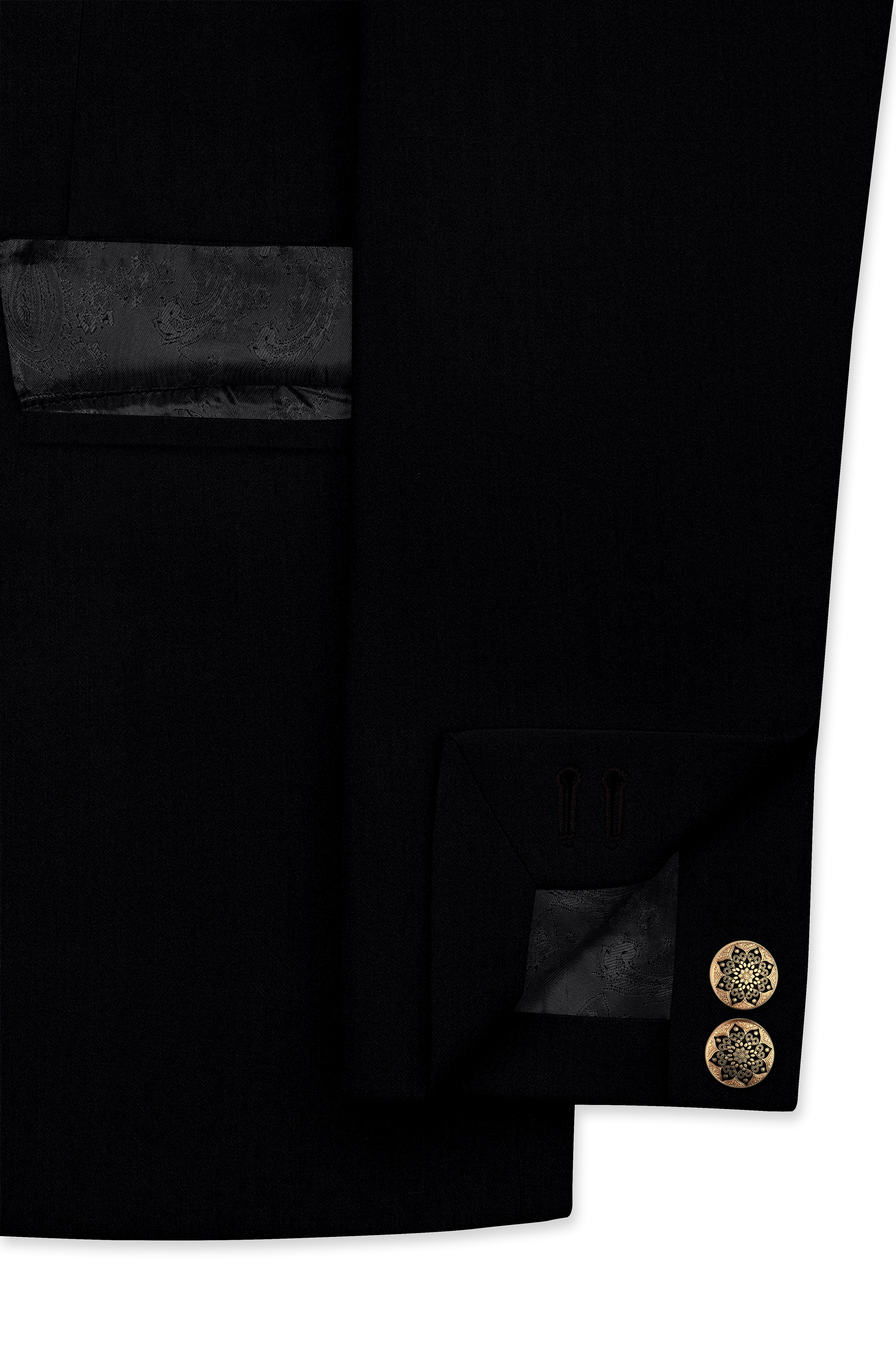 Thunder Black Cross Placket Bandhgala Suit