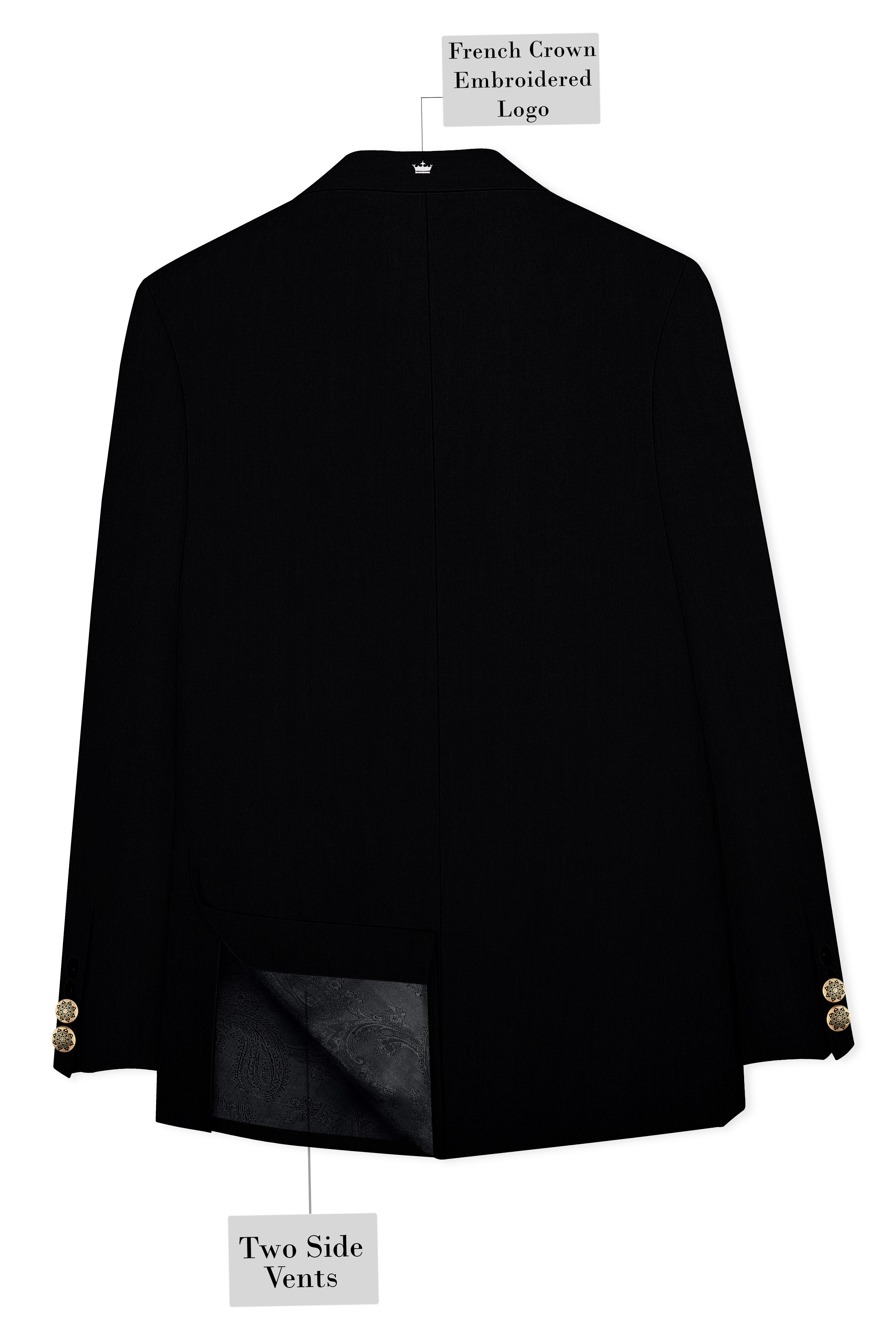 Thunder Black Cross Placket Bandhgala Suit