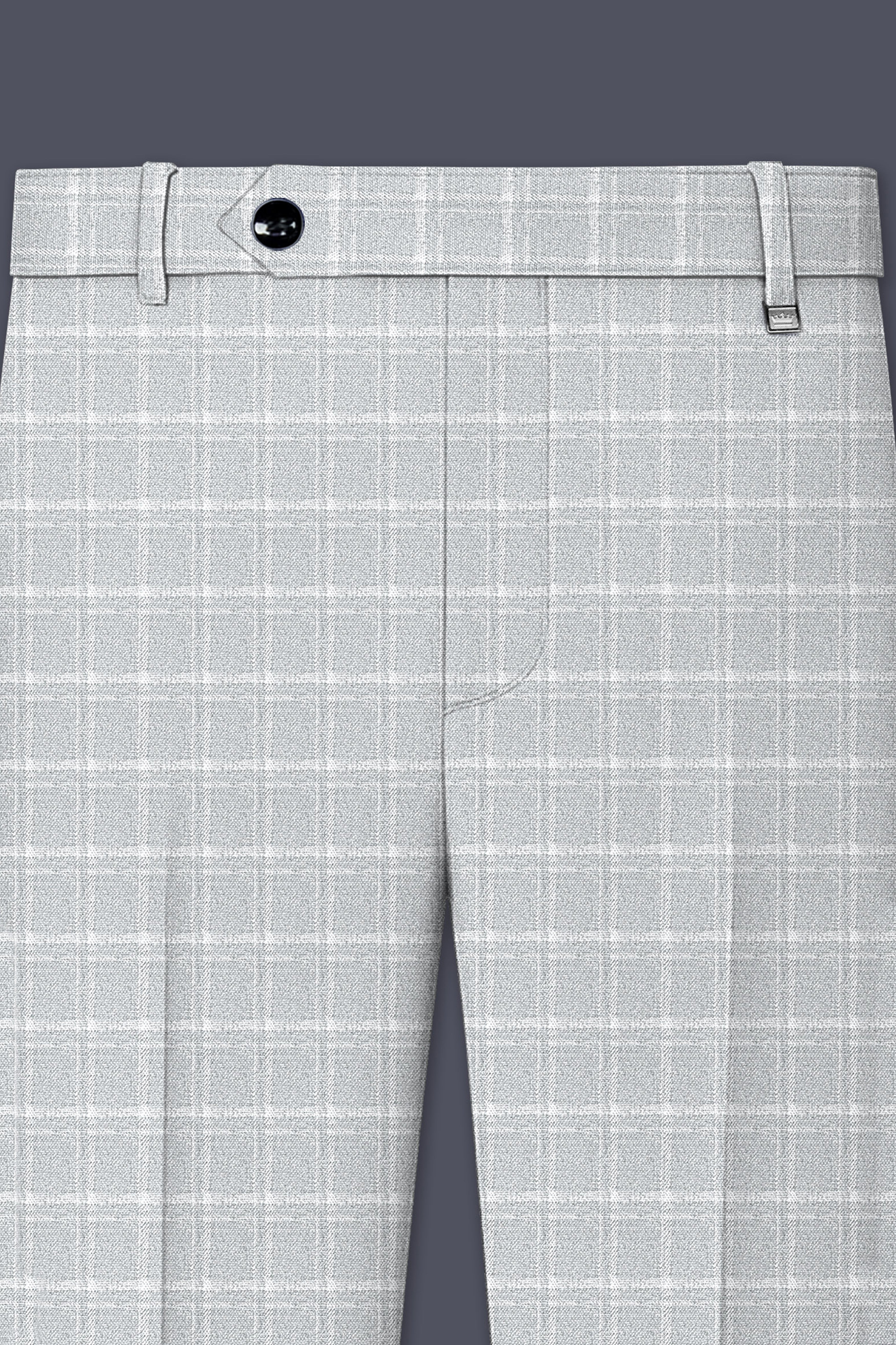 Bronco Light Gray Plaid Cross Placket Bandhgala Suit