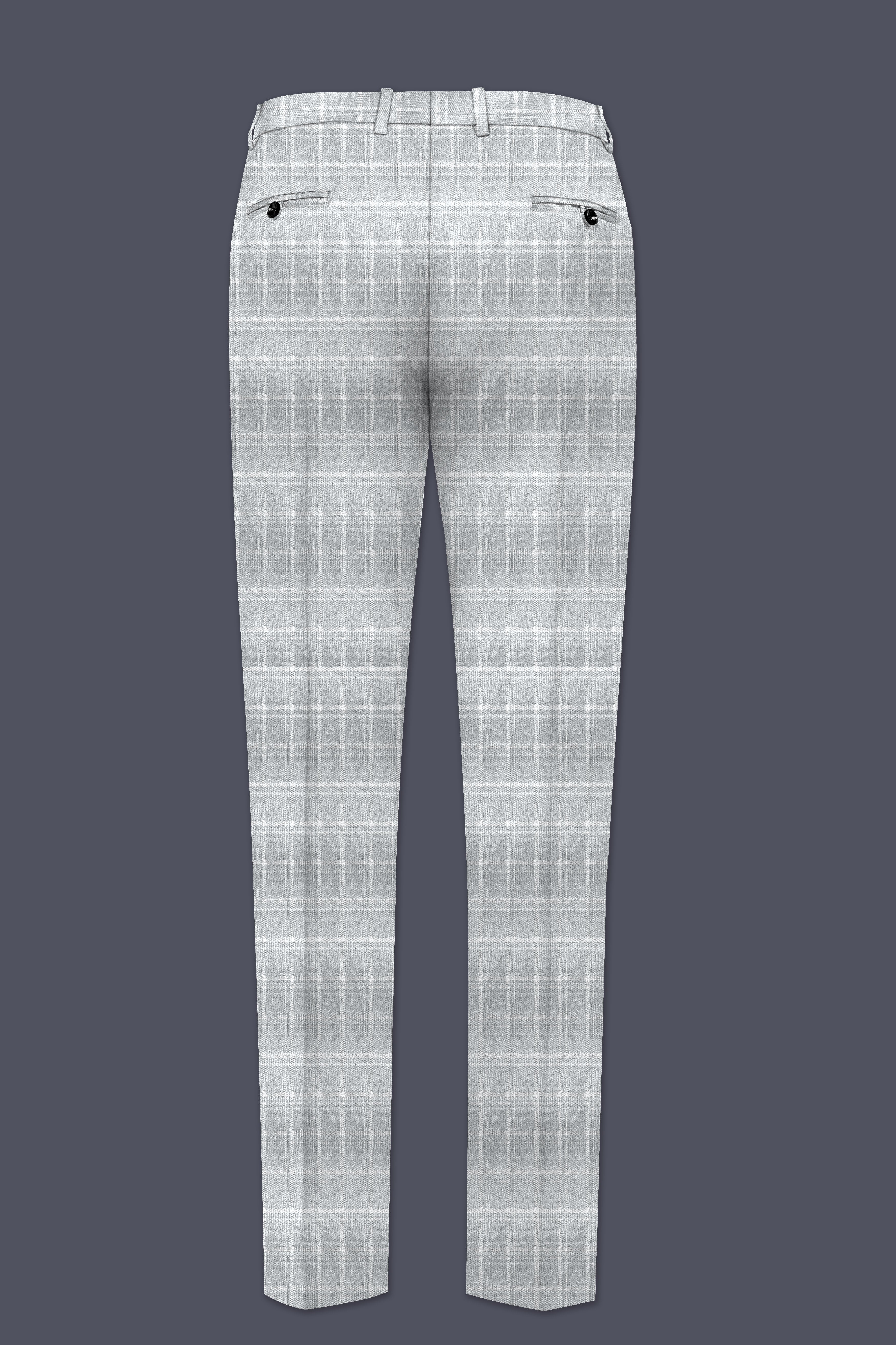 Bronco Light Gray Plaid Cross Placket Bandhgala Suit