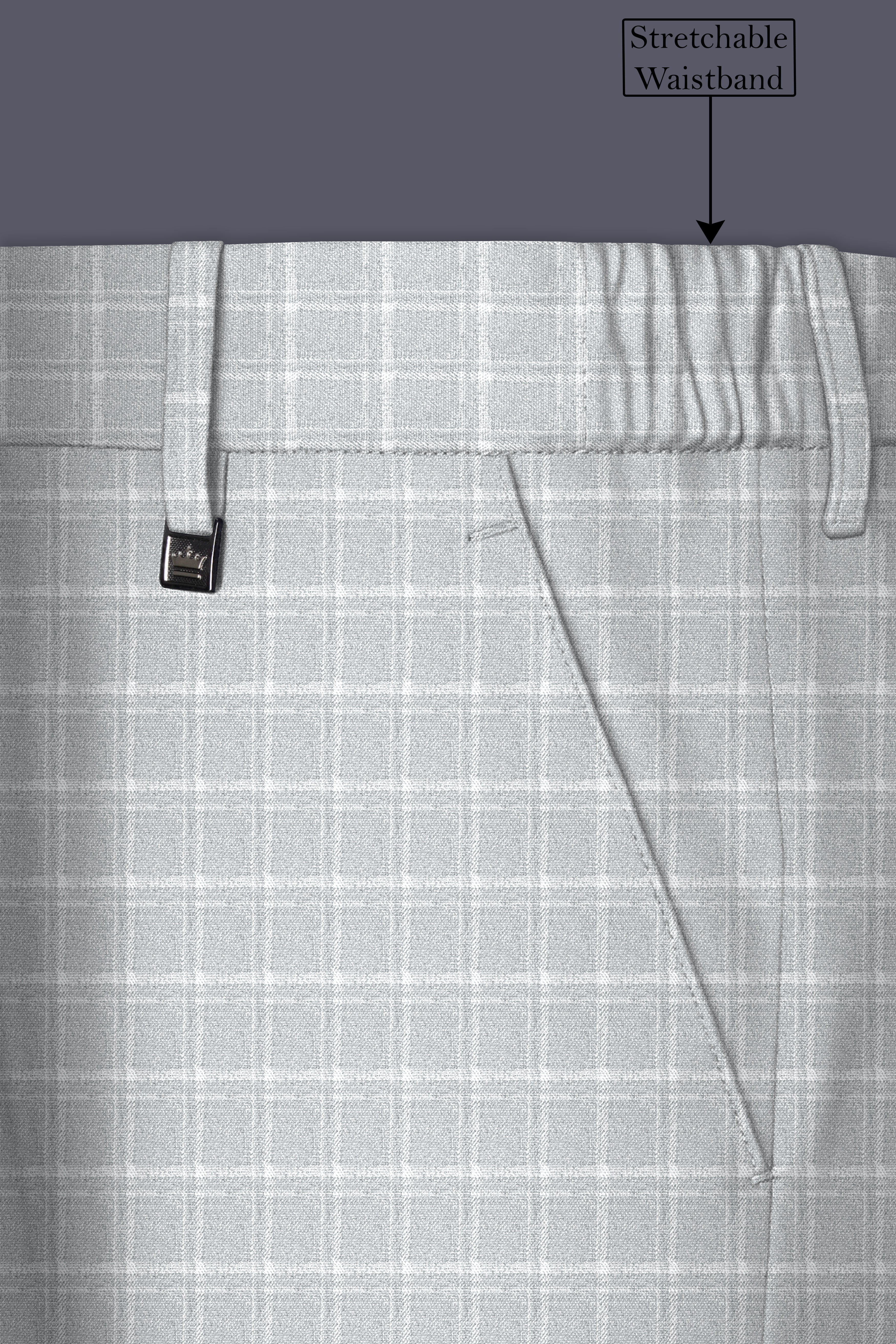 Bronco Light Gray Plaid Cross Placket Bandhgala Suit