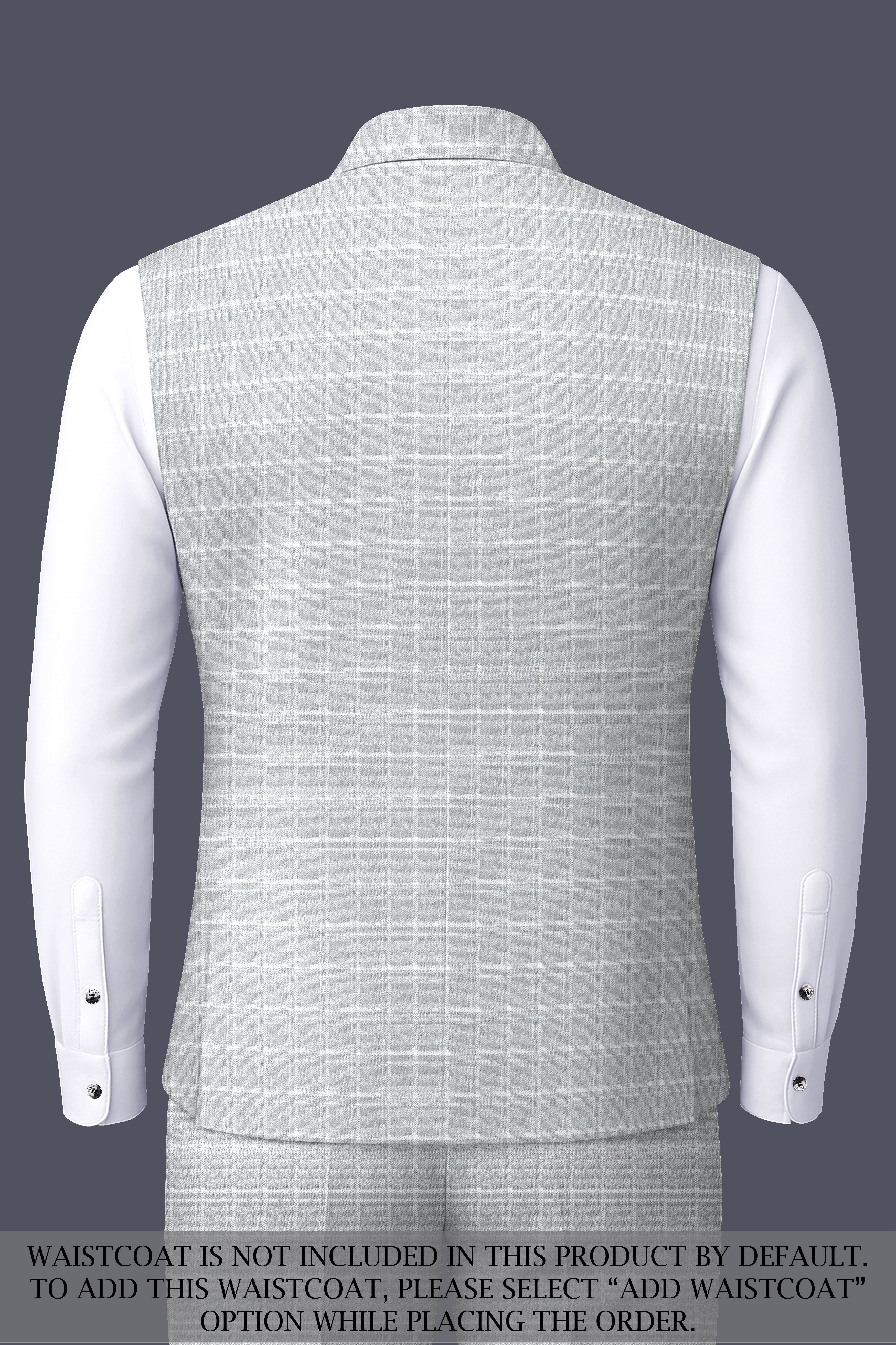 Bronco Light Gray Plaid Cross Placket Bandhgala Suit