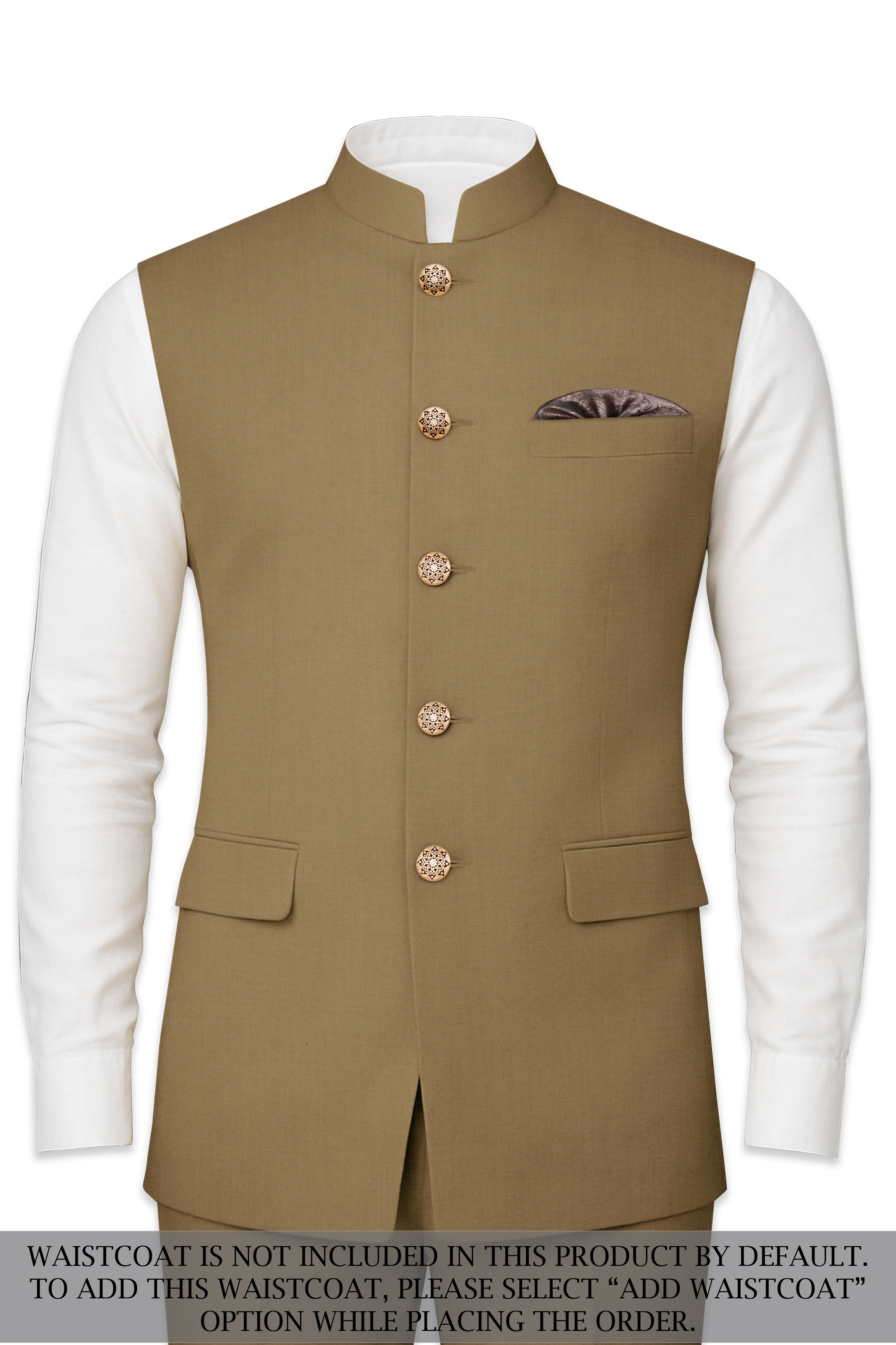 Shadow Brown Cross Placket Bandhgala Suit
