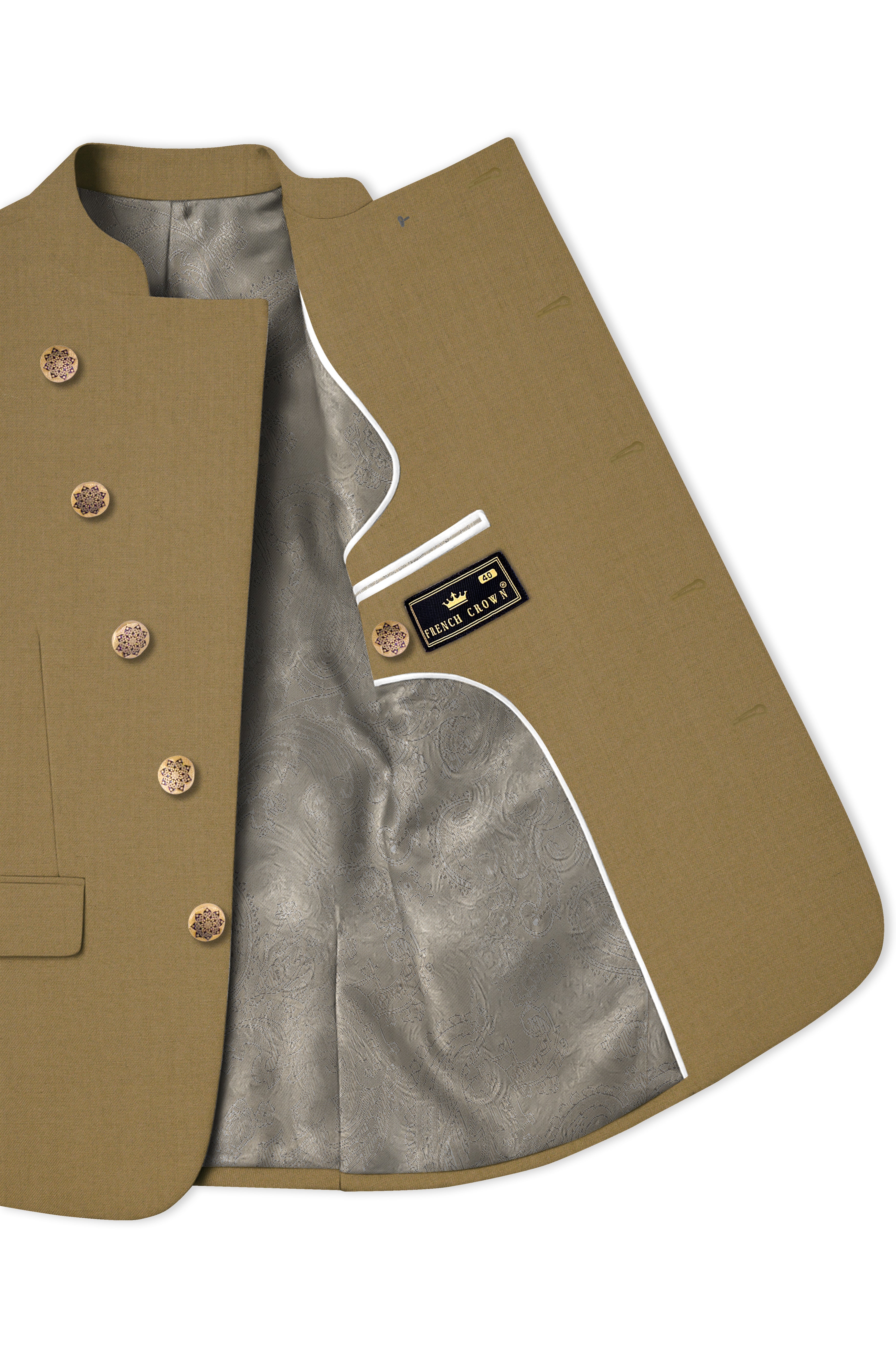 Shadow Brown Cross Placket Bandhgala Suit