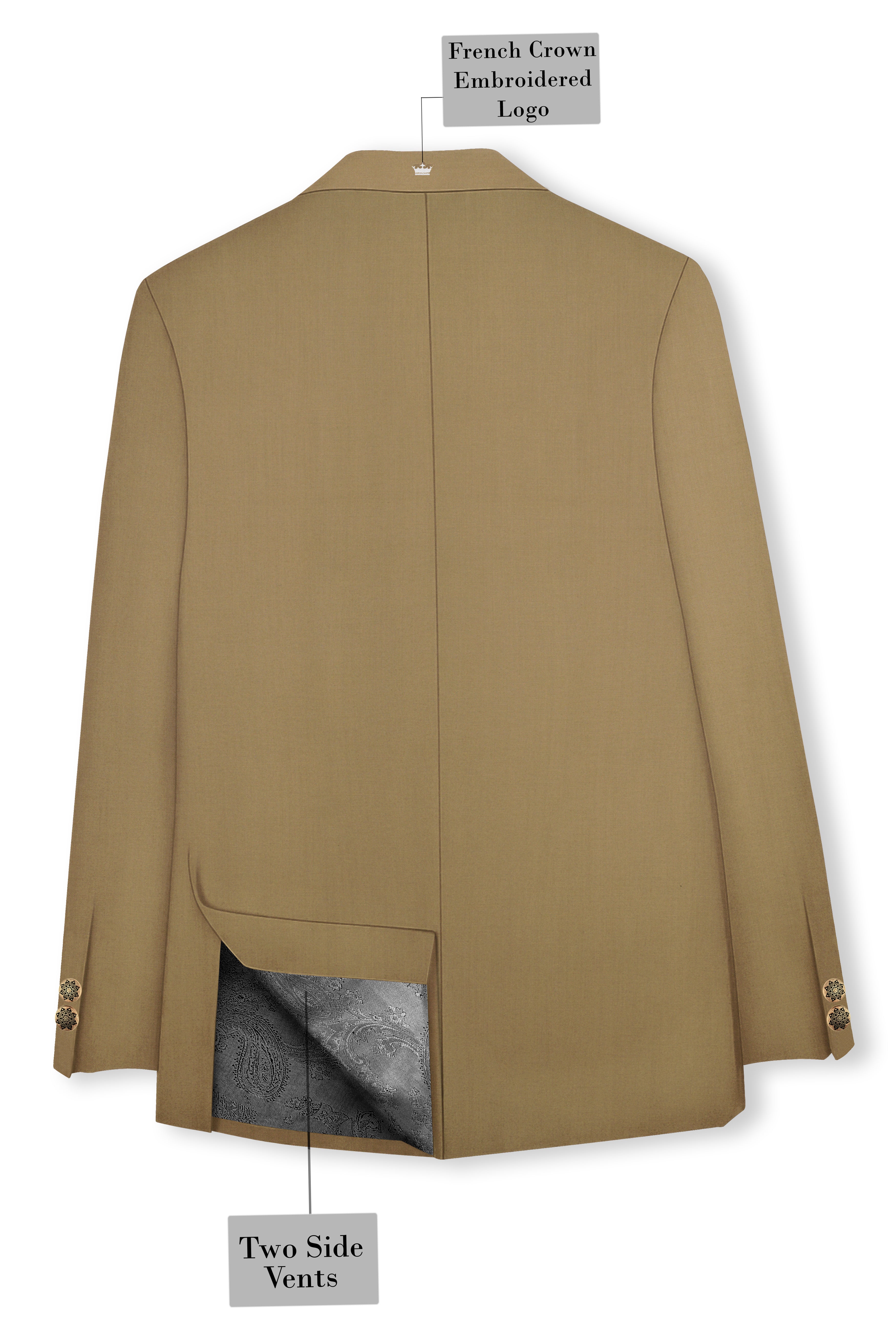 Shadow Brown Cross Placket Bandhgala Suit