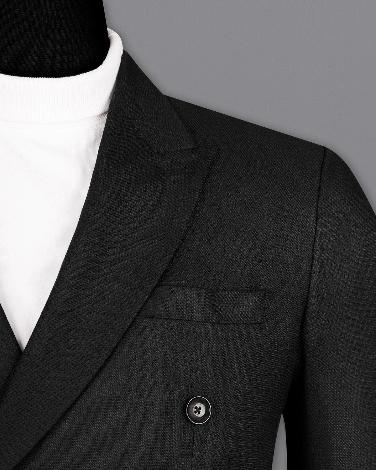 Melanzane Jade Black Double Breasted Suit
