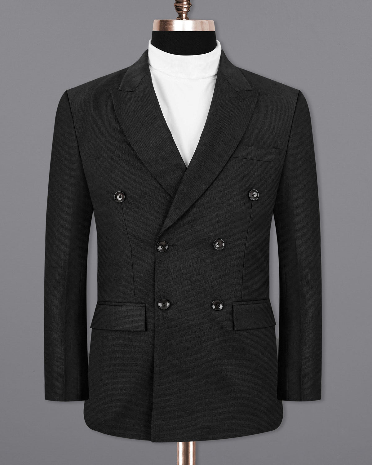 Melanzane Jade Black Double Breasted Suit