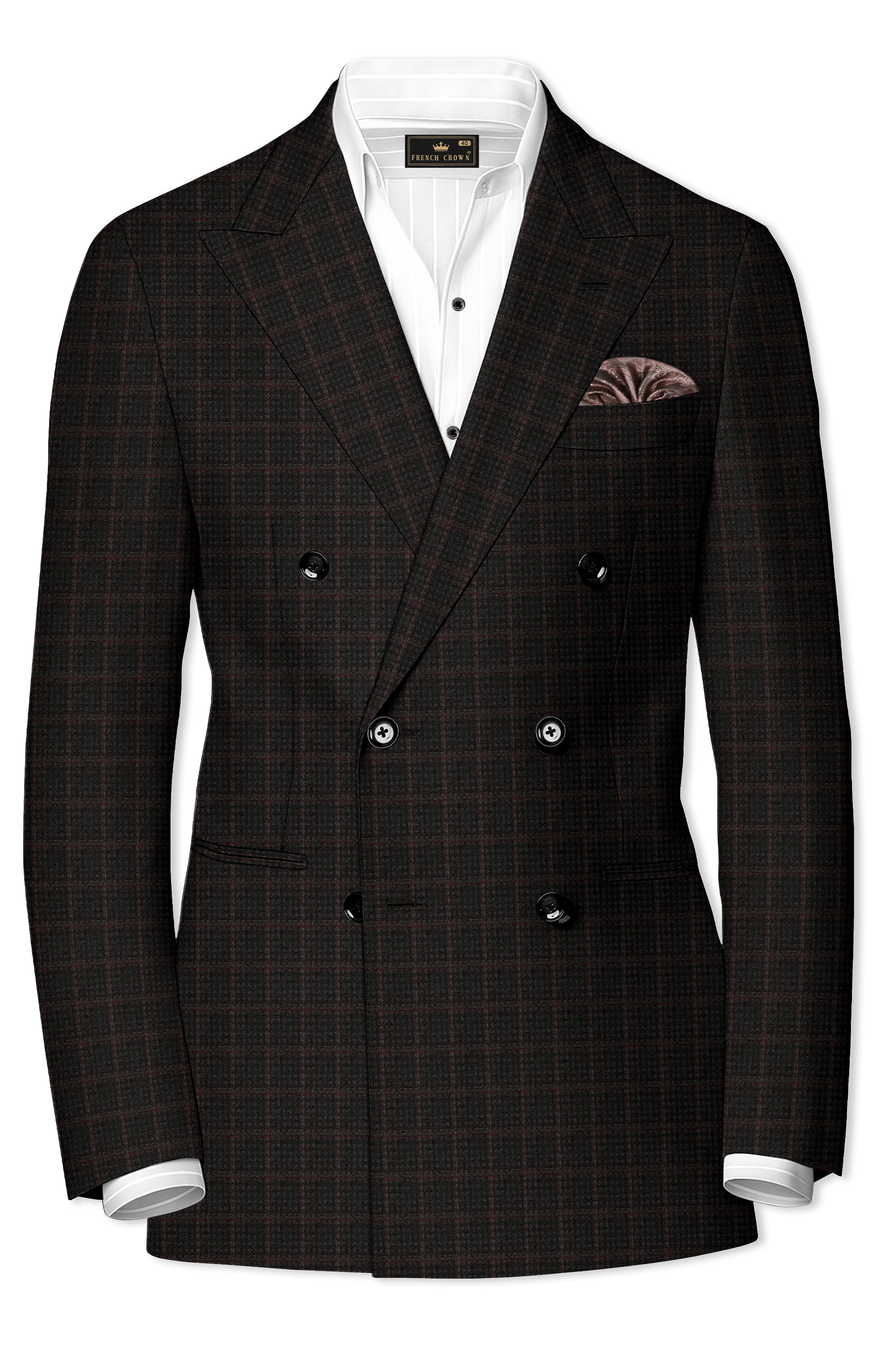 Thunder Brown Subtle Checkered Double Breasted Suit