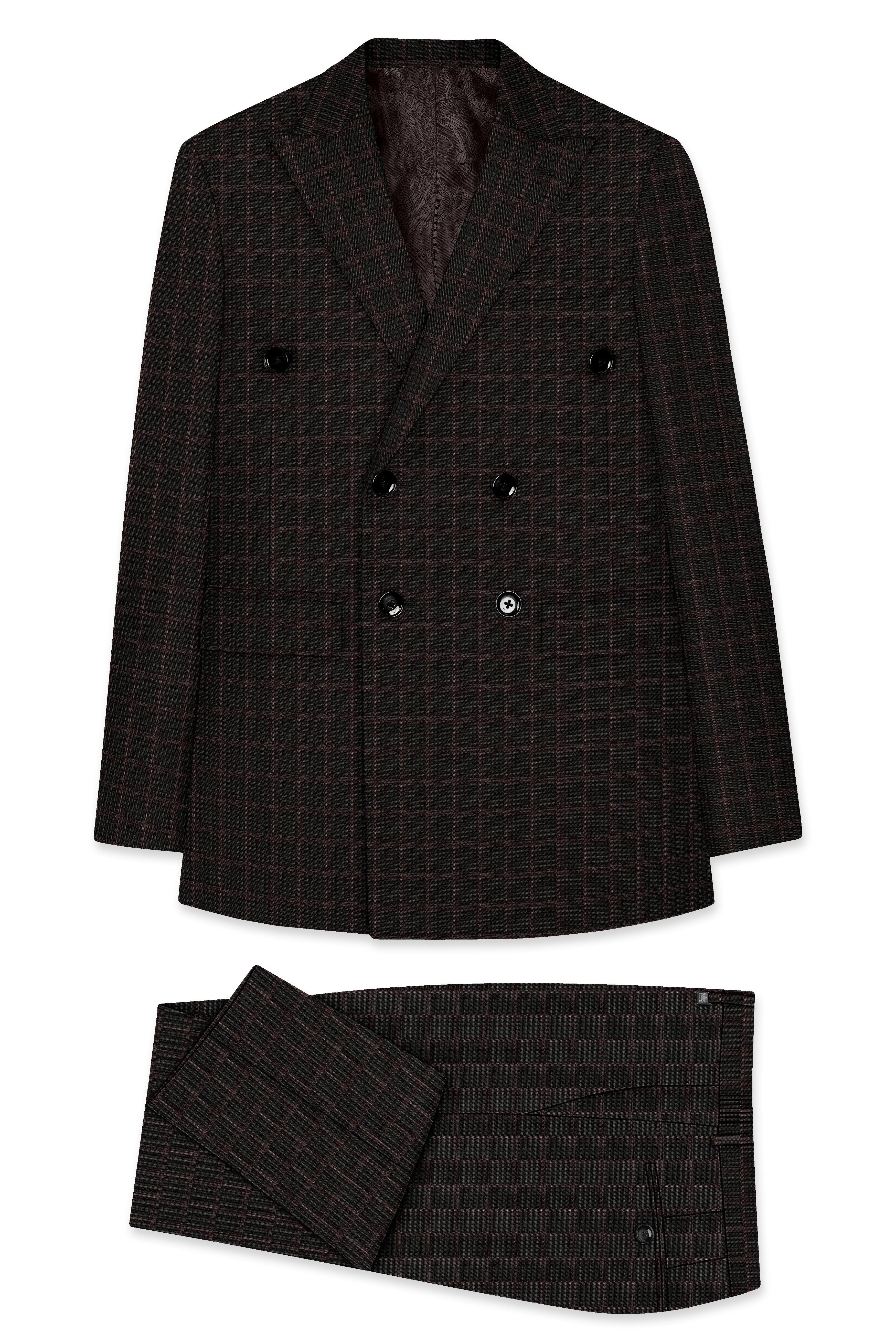 Thunder Brown Subtle Checkered Double Breasted Suit