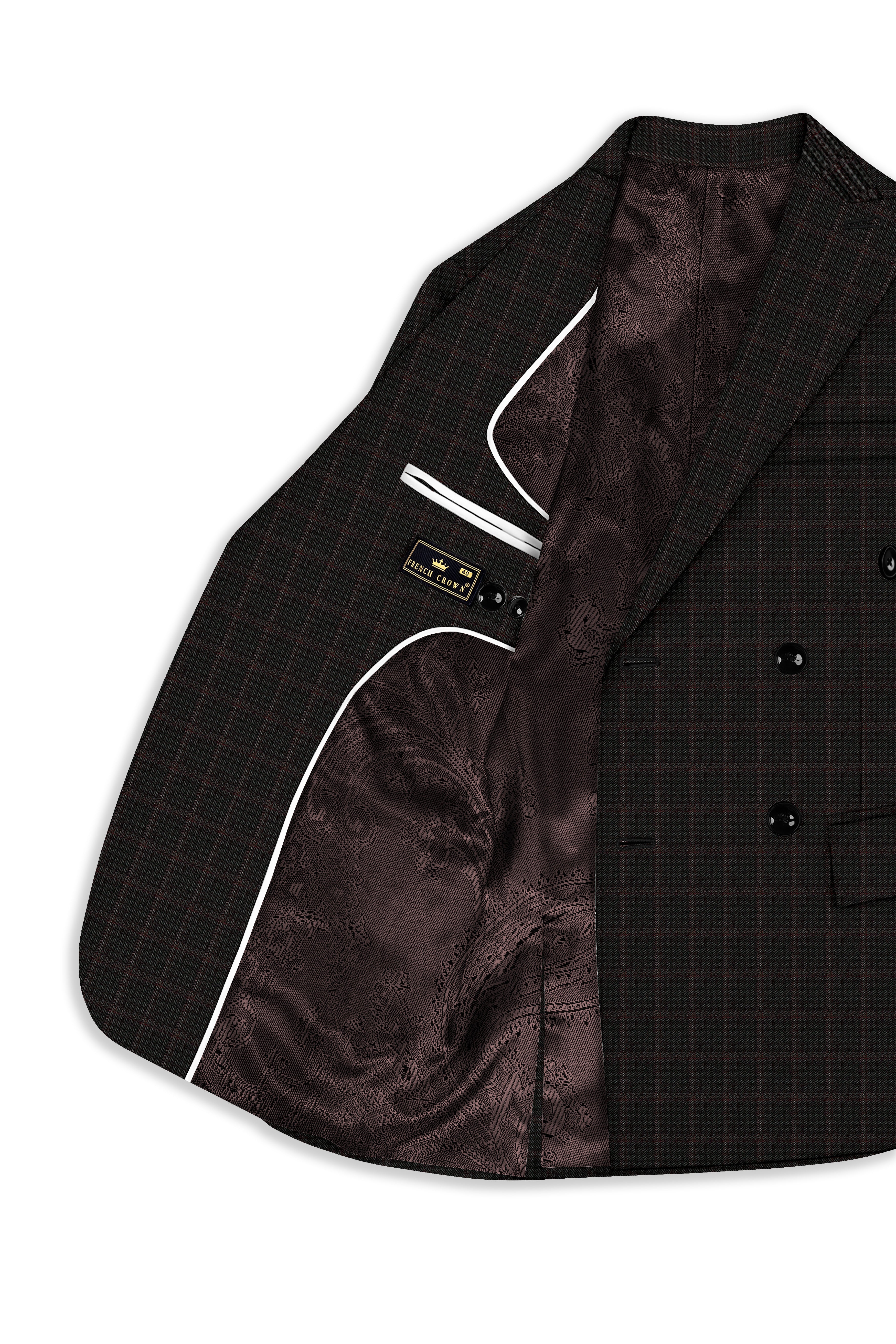 Thunder Brown Subtle Checkered Double Breasted Suit