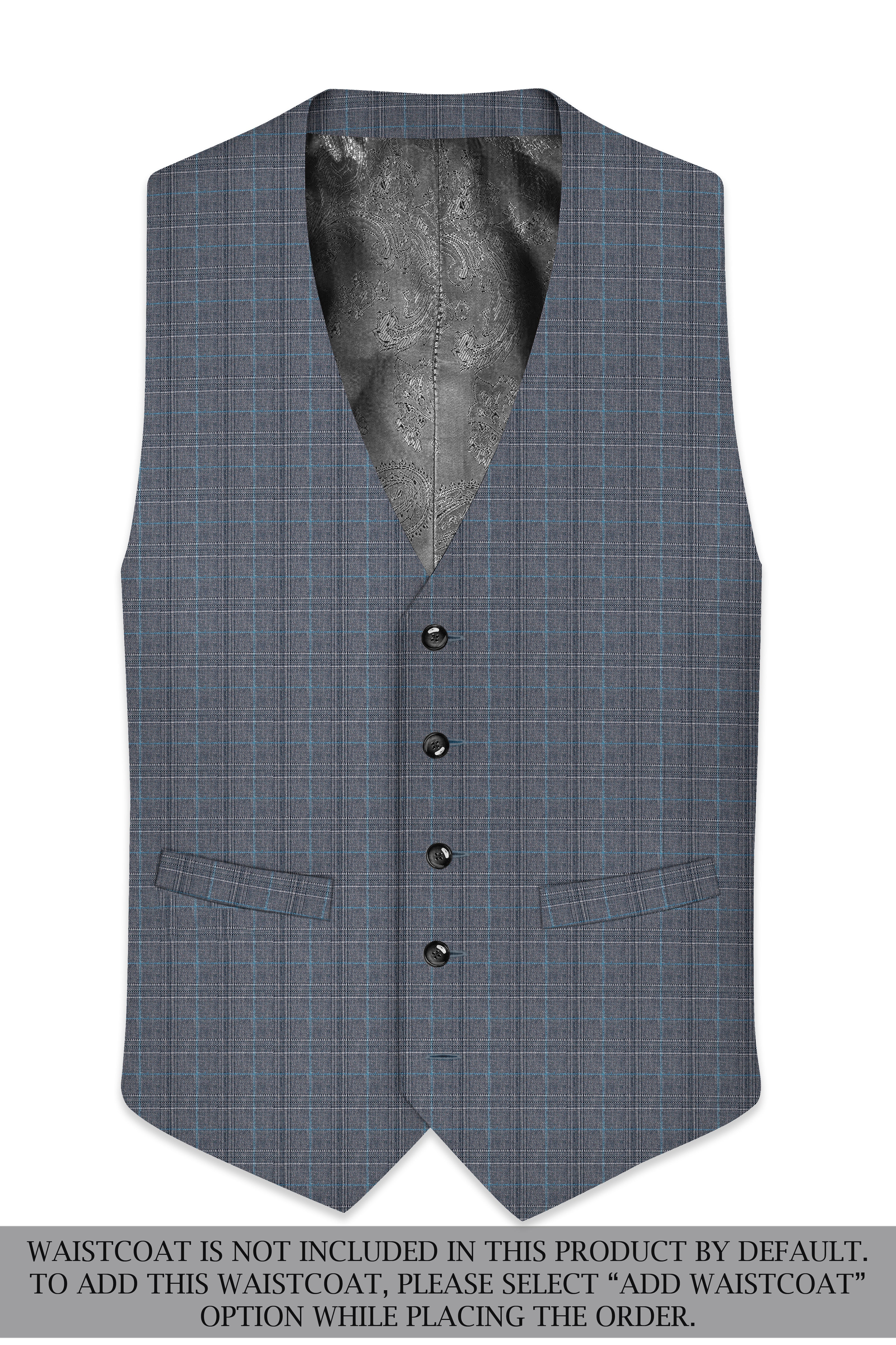 Mobster Grey Windowpane Premium Cotton Suit