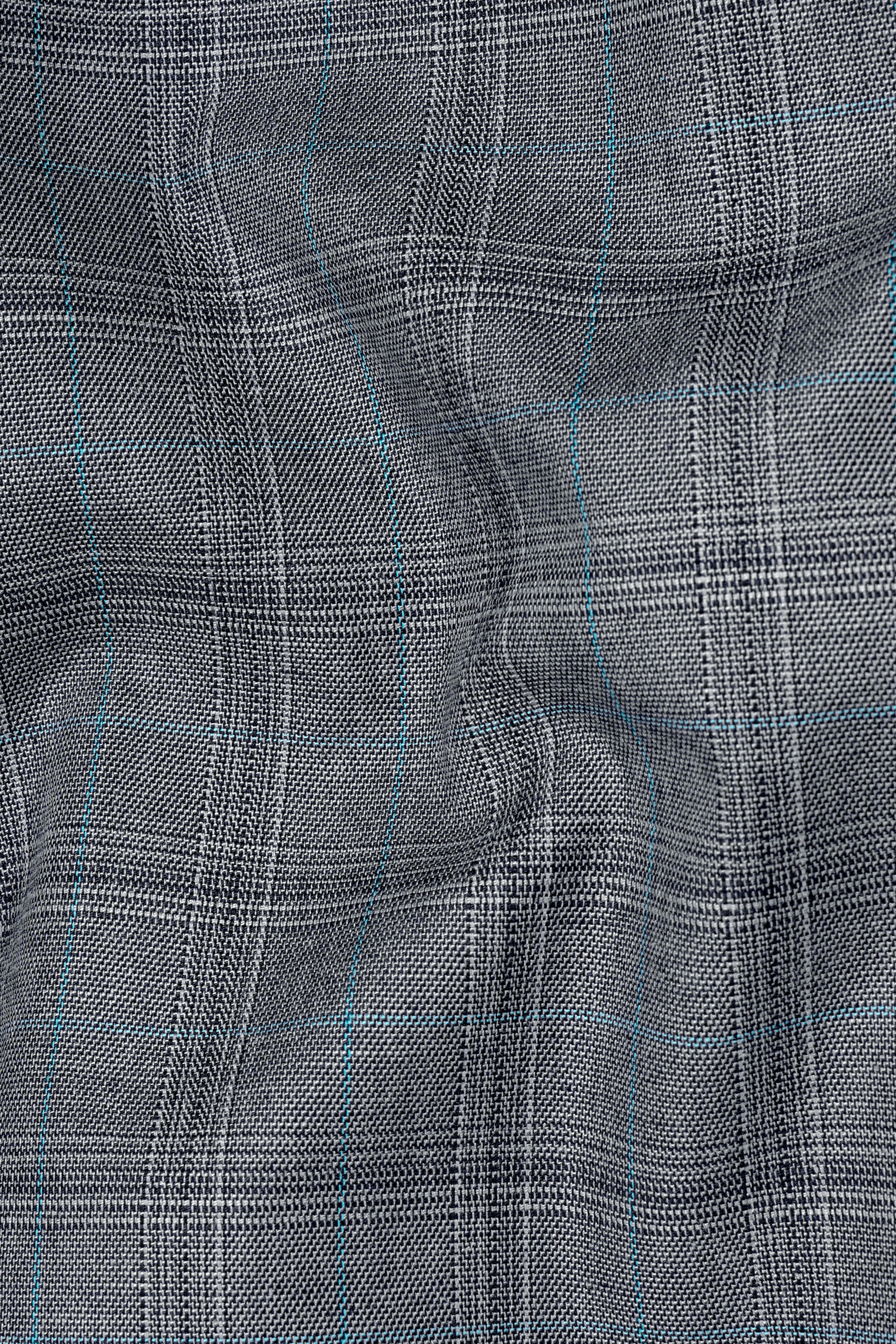 Mobster Grey Windowpane Premium Cotton Suit