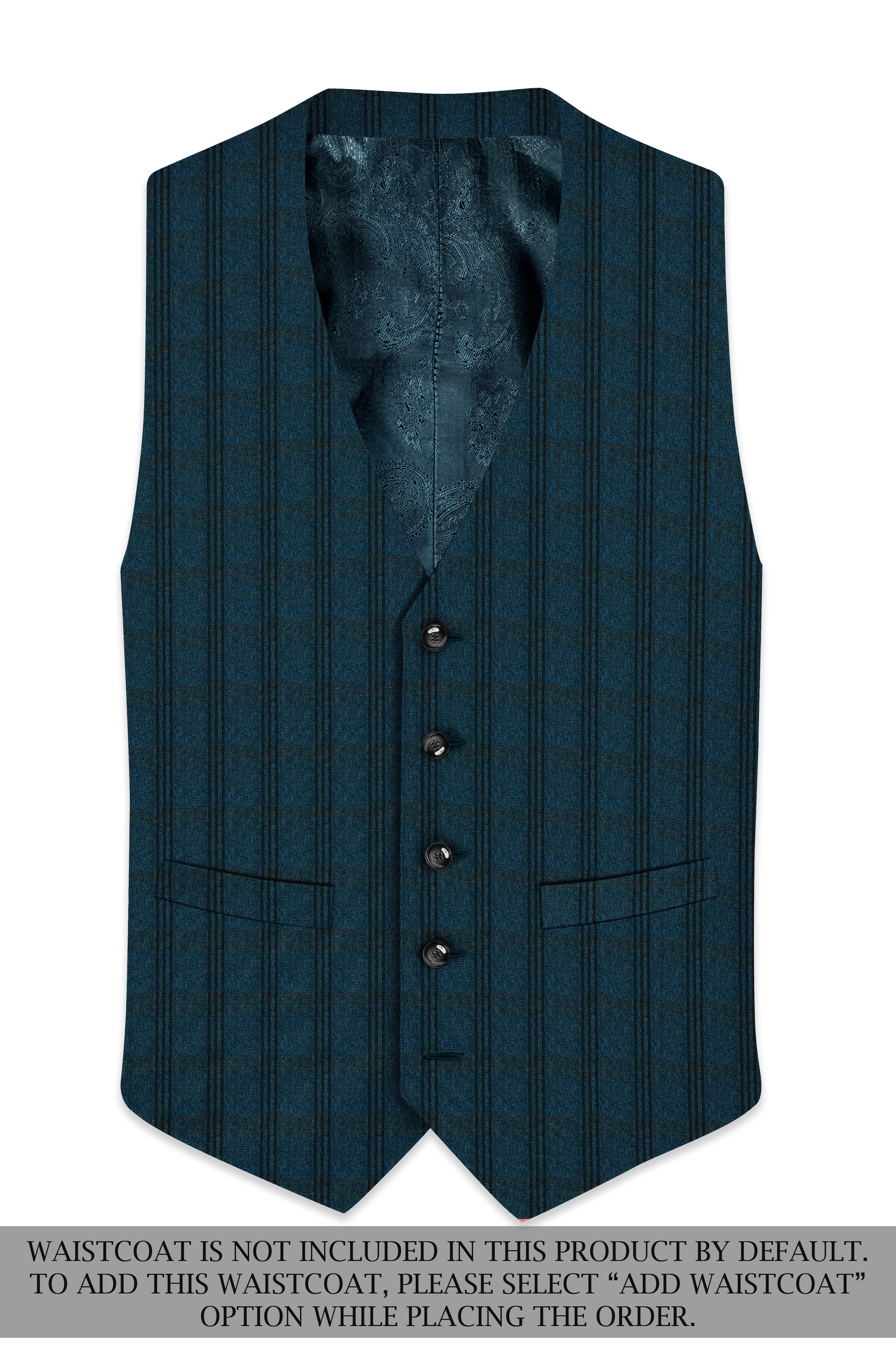 Sapphire Blue With Black Plaid Double Breasted Suit