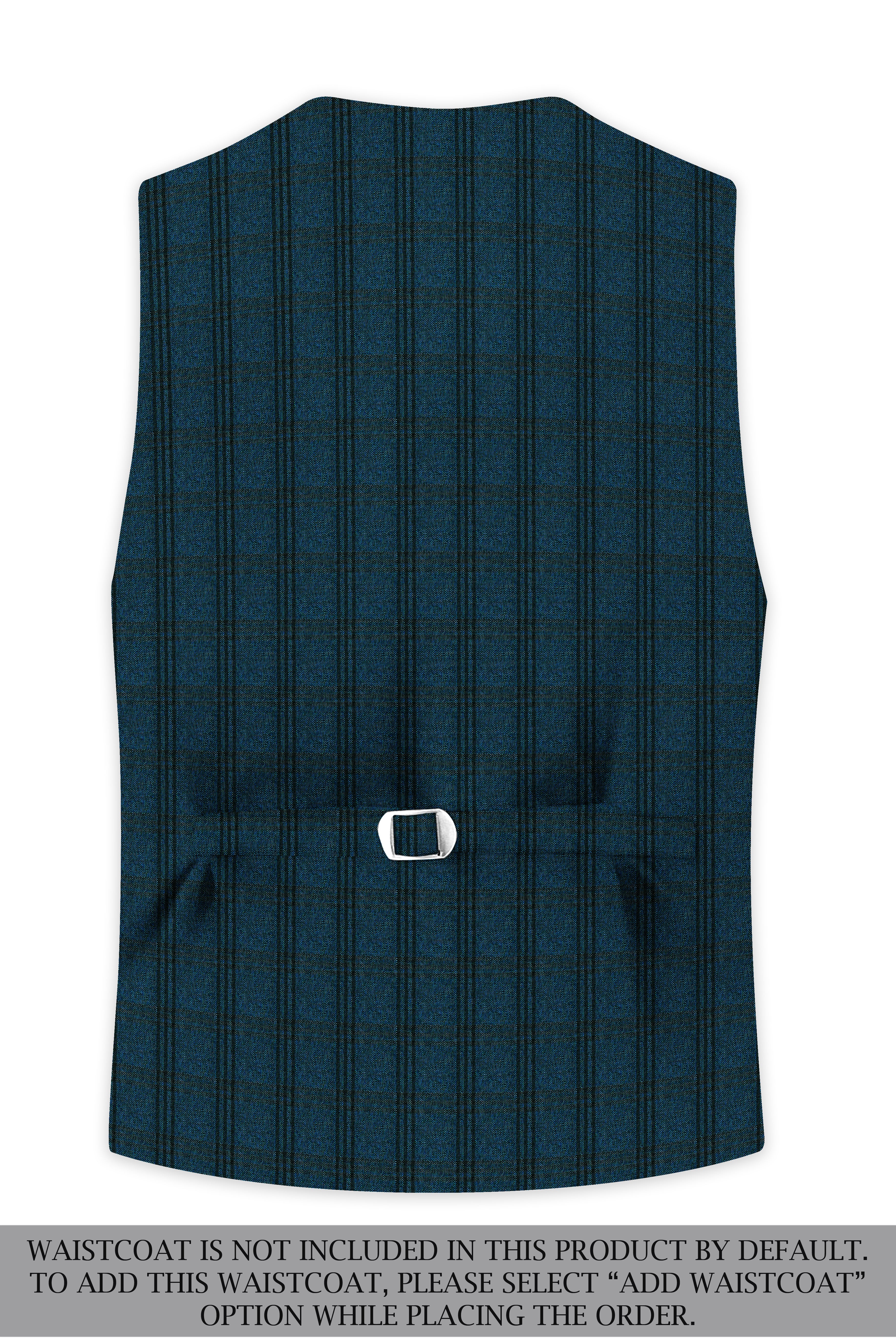 Sapphire Blue With Black Plaid Double Breasted Suit