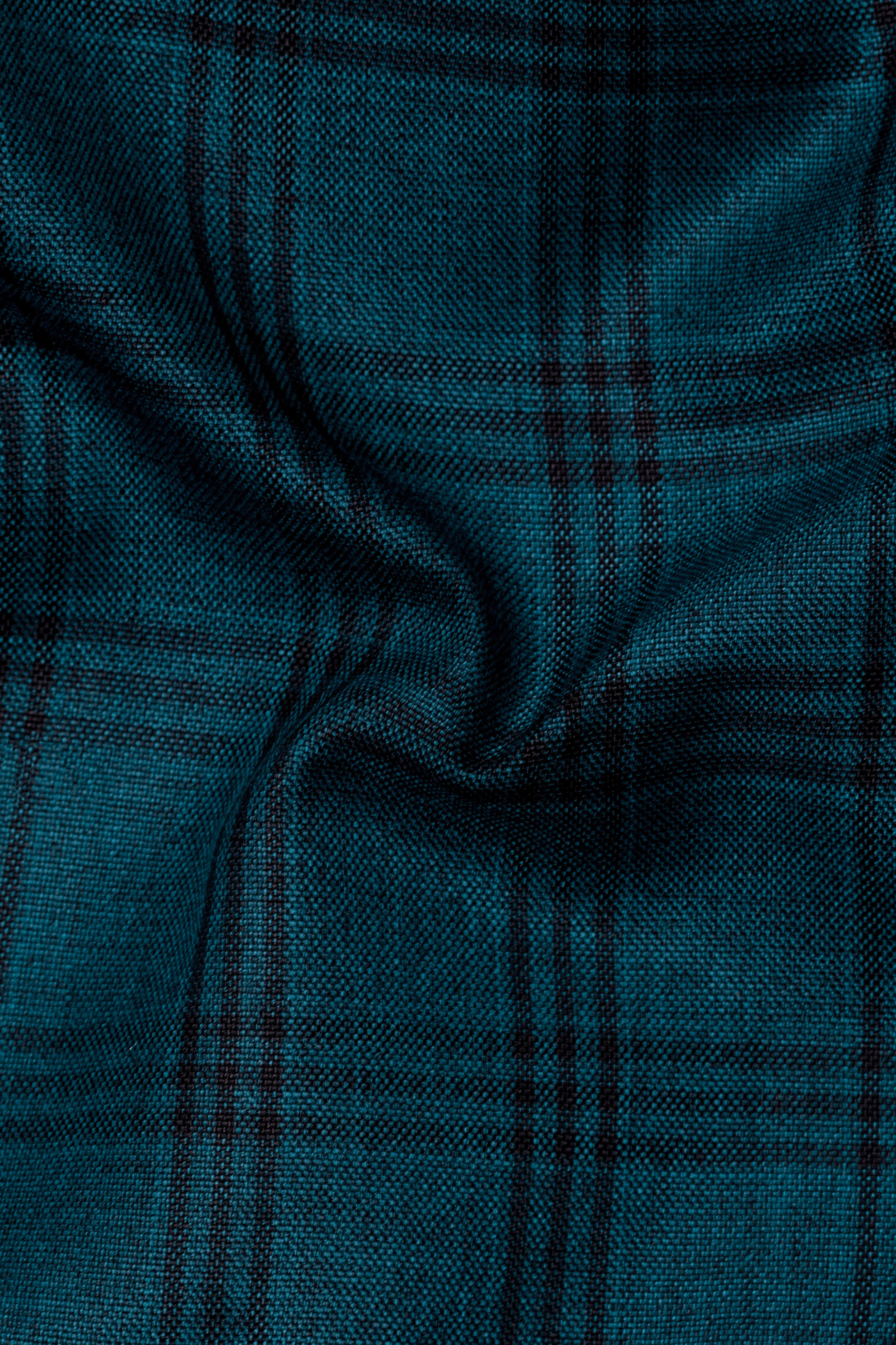 Sapphire Blue With Black Plaid Double Breasted Suit