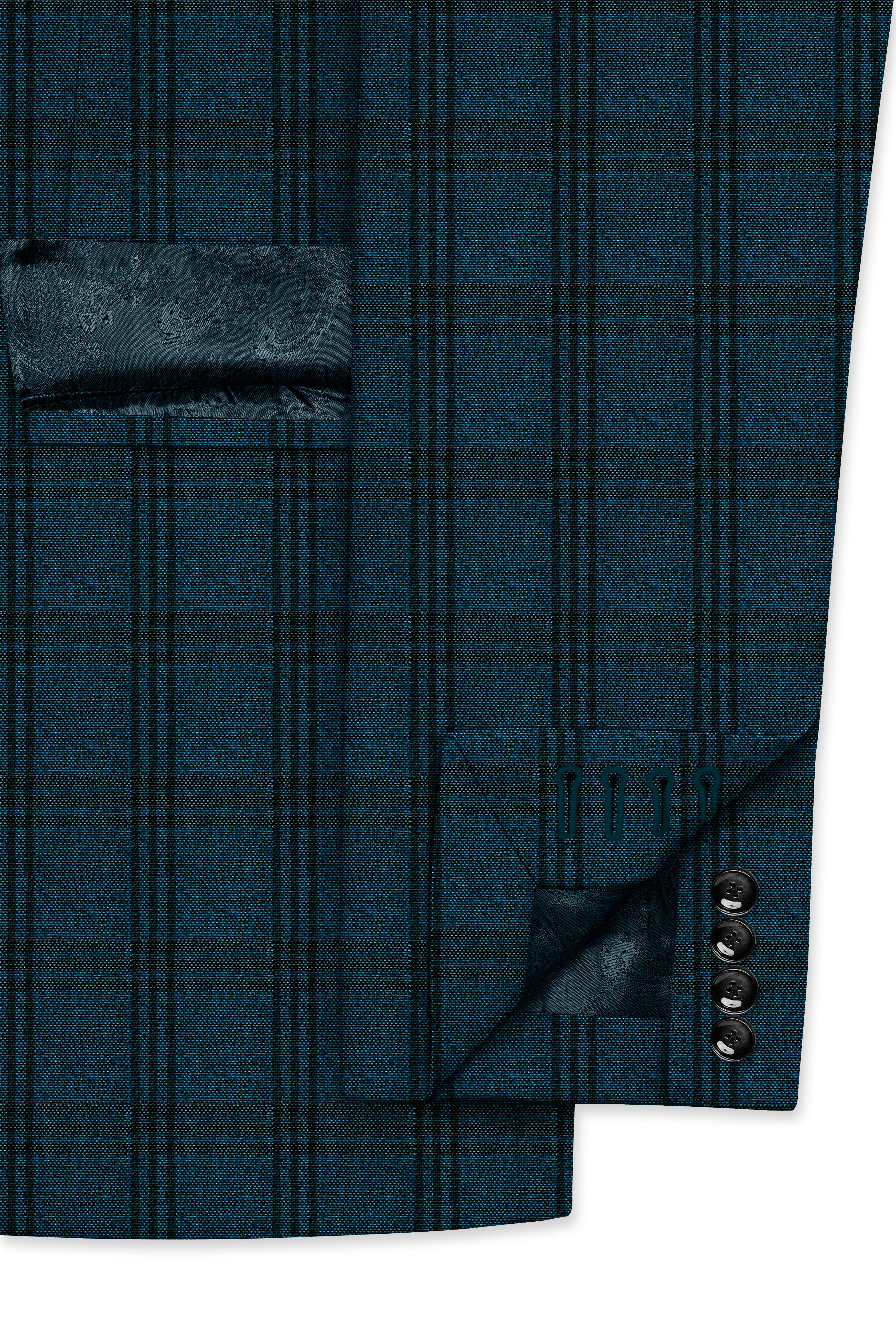 Sapphire Blue With Black Plaid Double Breasted Suit