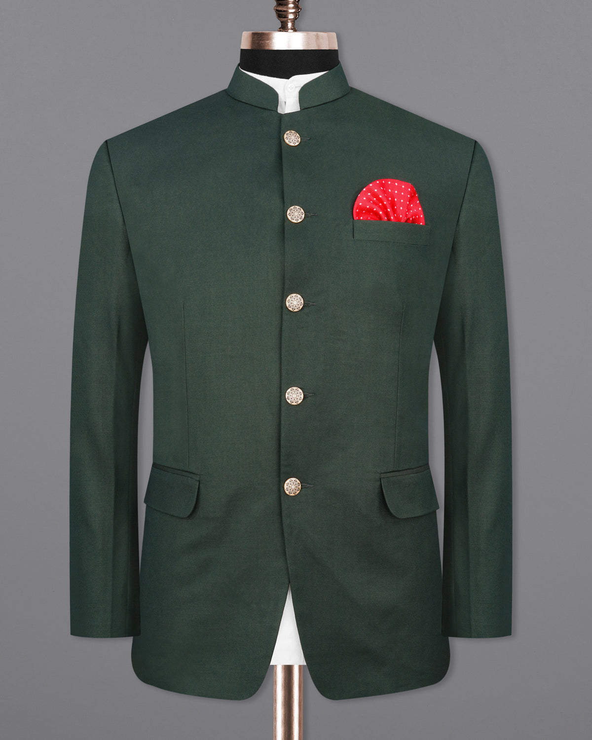 Mine Shaft Green Bandhgala Suit