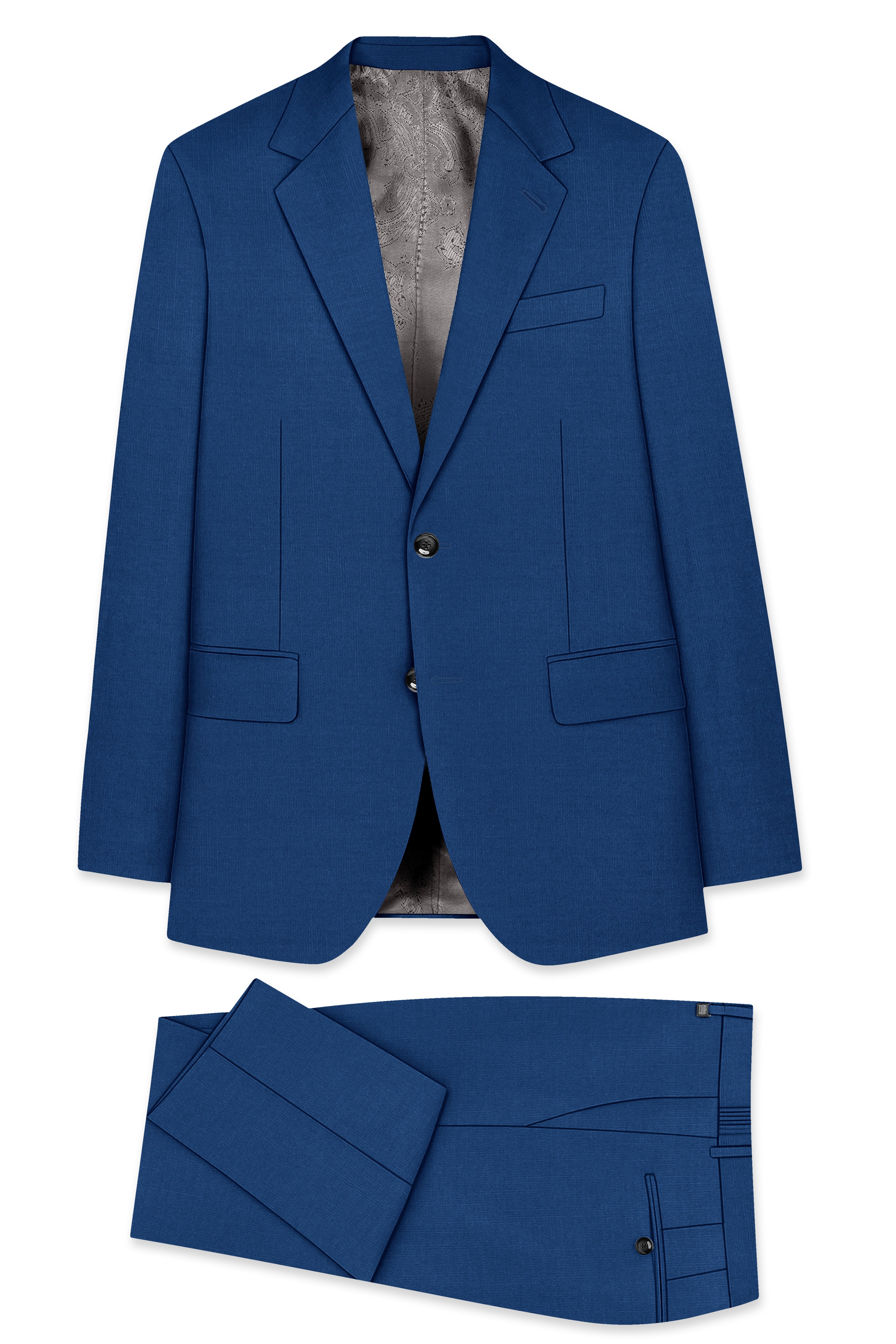 River Bed Blue Single Breasted Suit