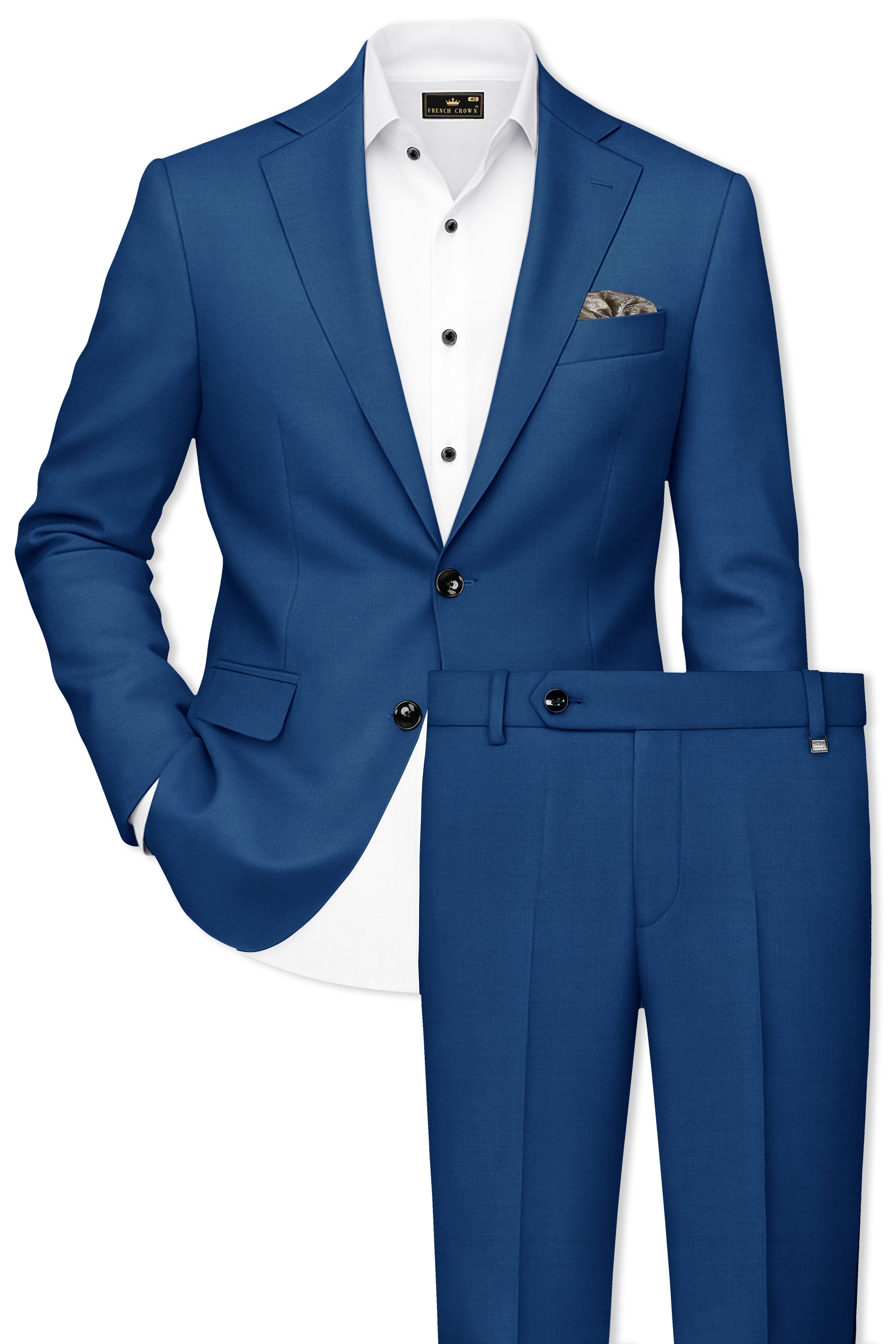 River Bed Blue Single Breasted Suit