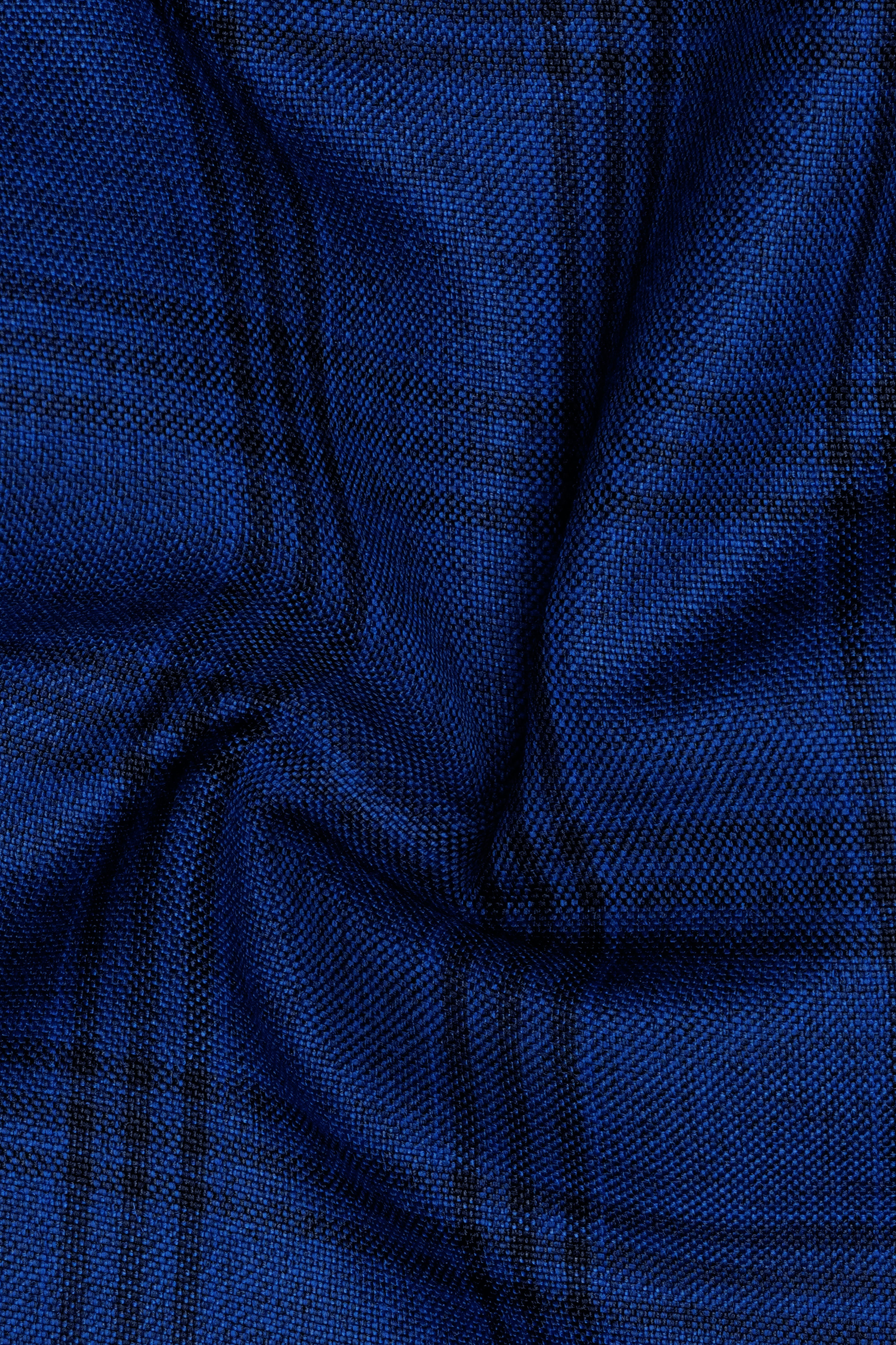 Cloud Burst Blue With Black Plaid Cross Placket Bandhgala Suit