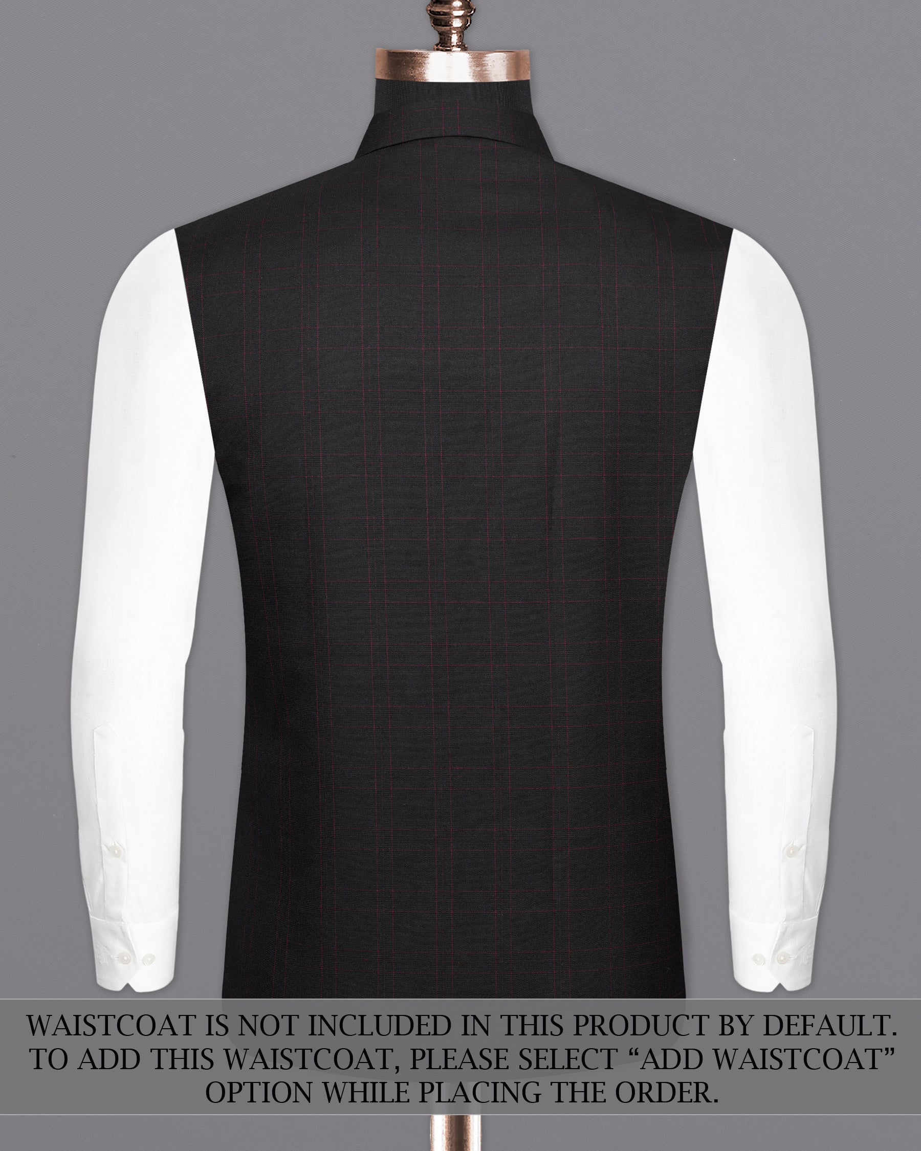 Onyx Black windowpane Cross Placket Bandhgala Suit