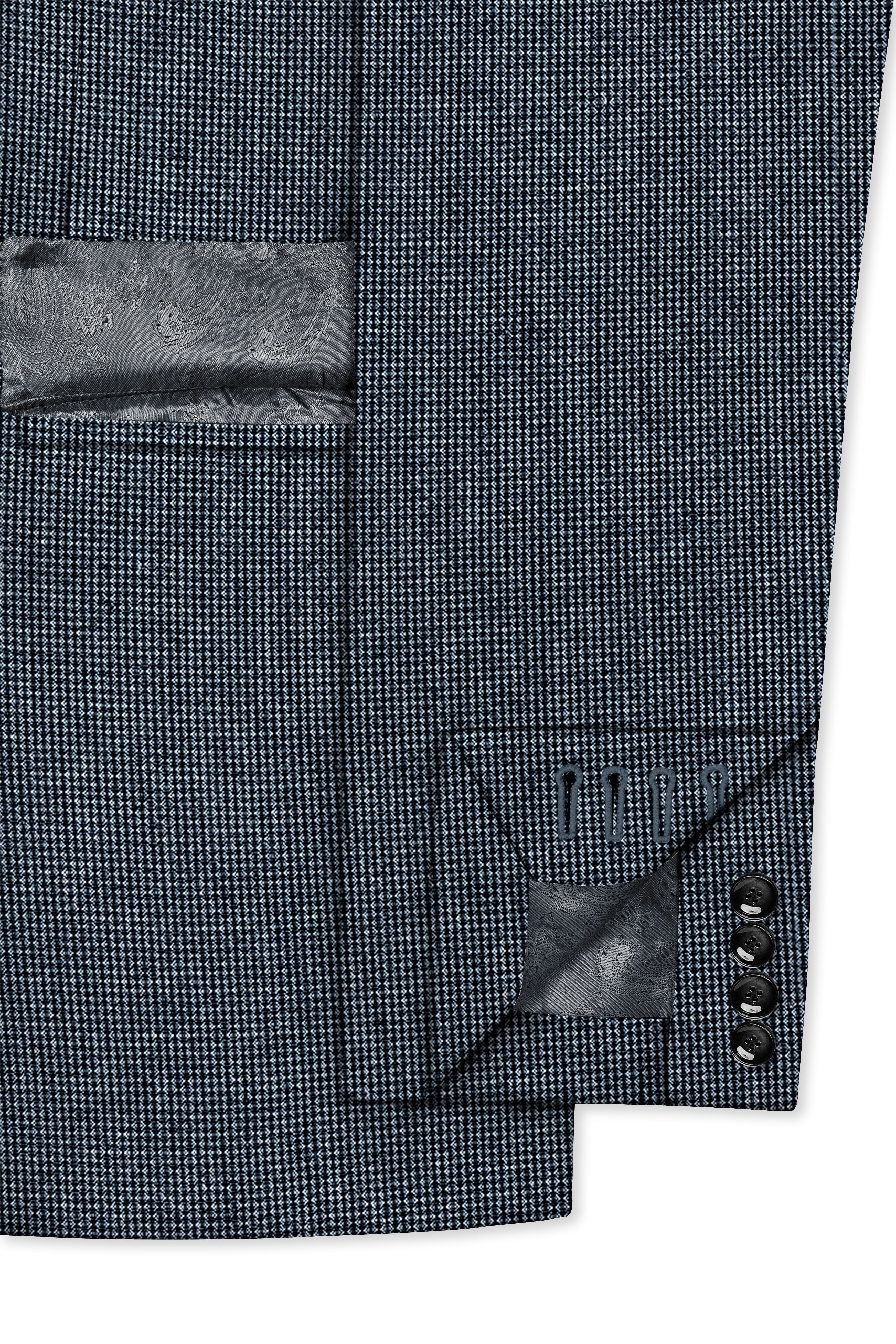 Pale Slate Gray and Black Premium Cotton Double Breasted Suit