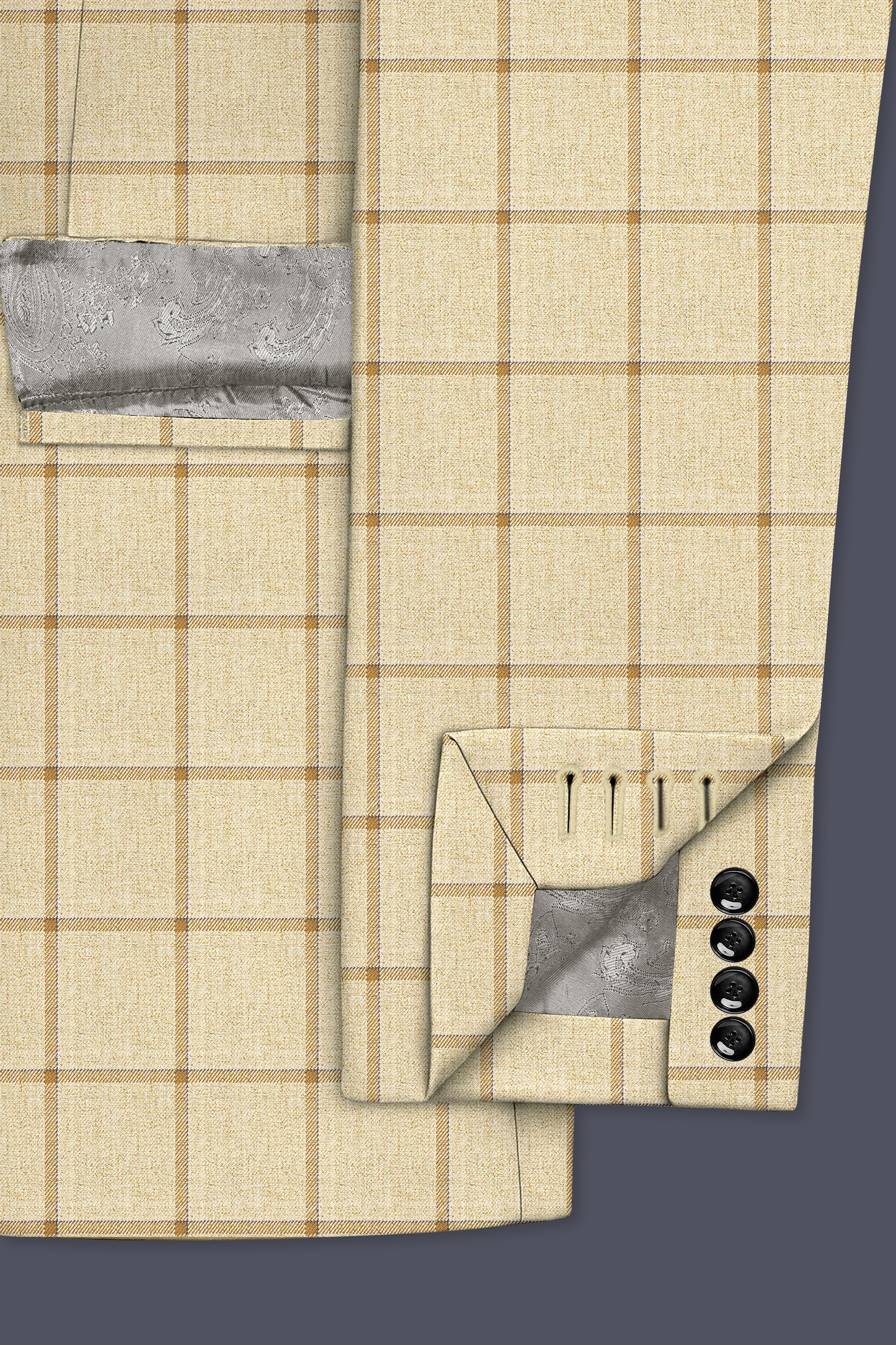 Rodeo Dust Brown Windowpane Double Breasted Suit