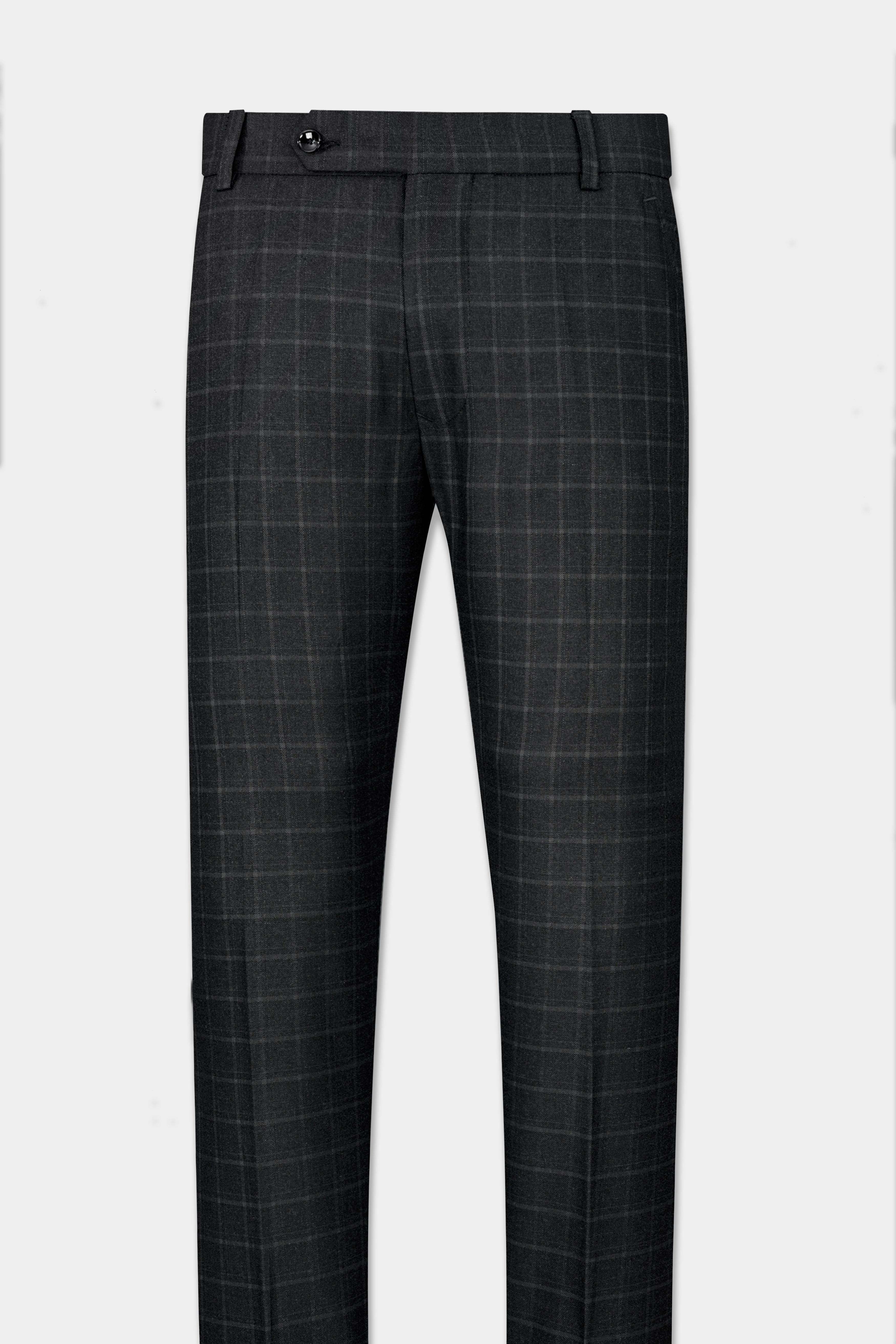 Zeus Light Black Windowpane Double Breasted Suit