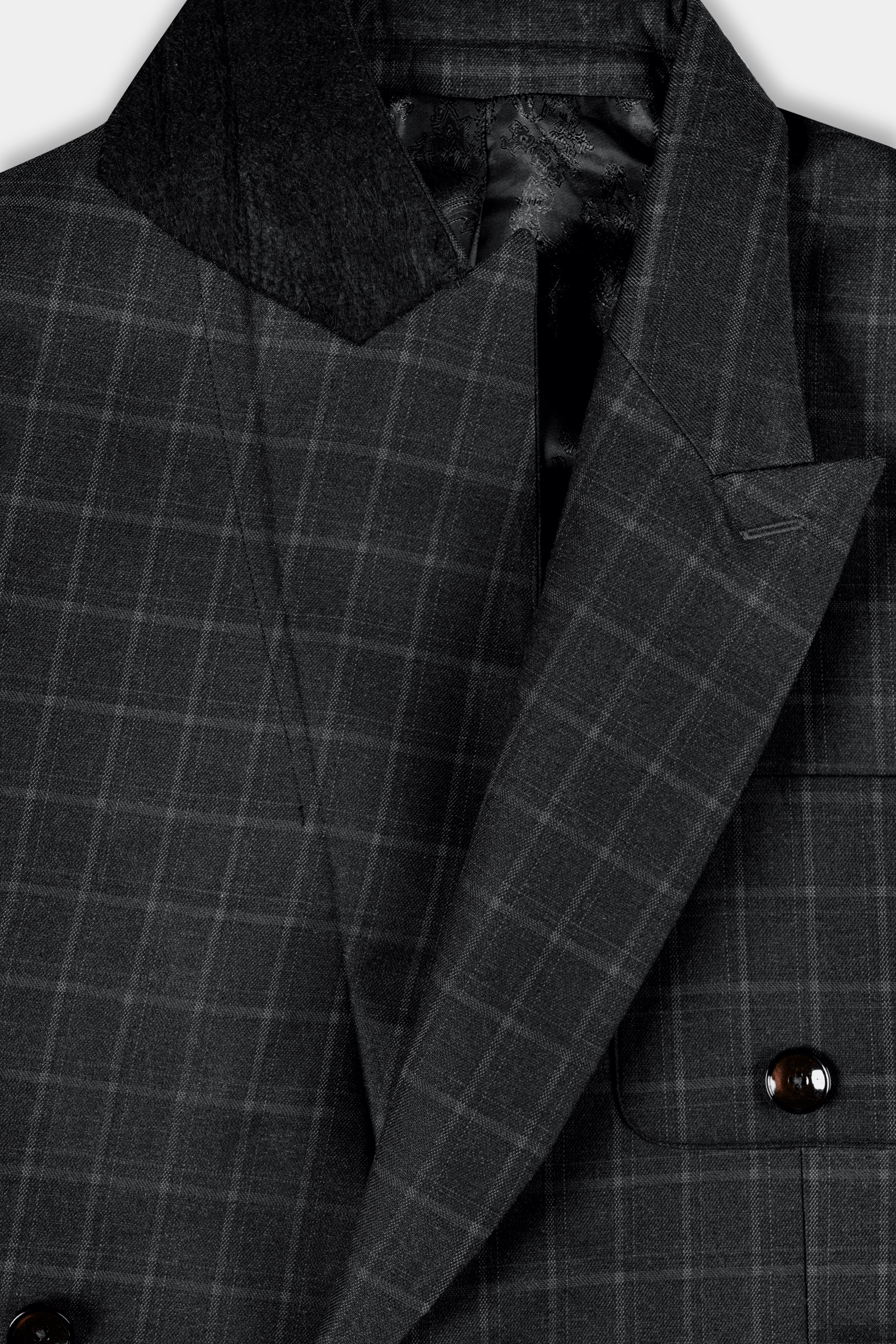 Zeus Light Black Windowpane Double Breasted Suit