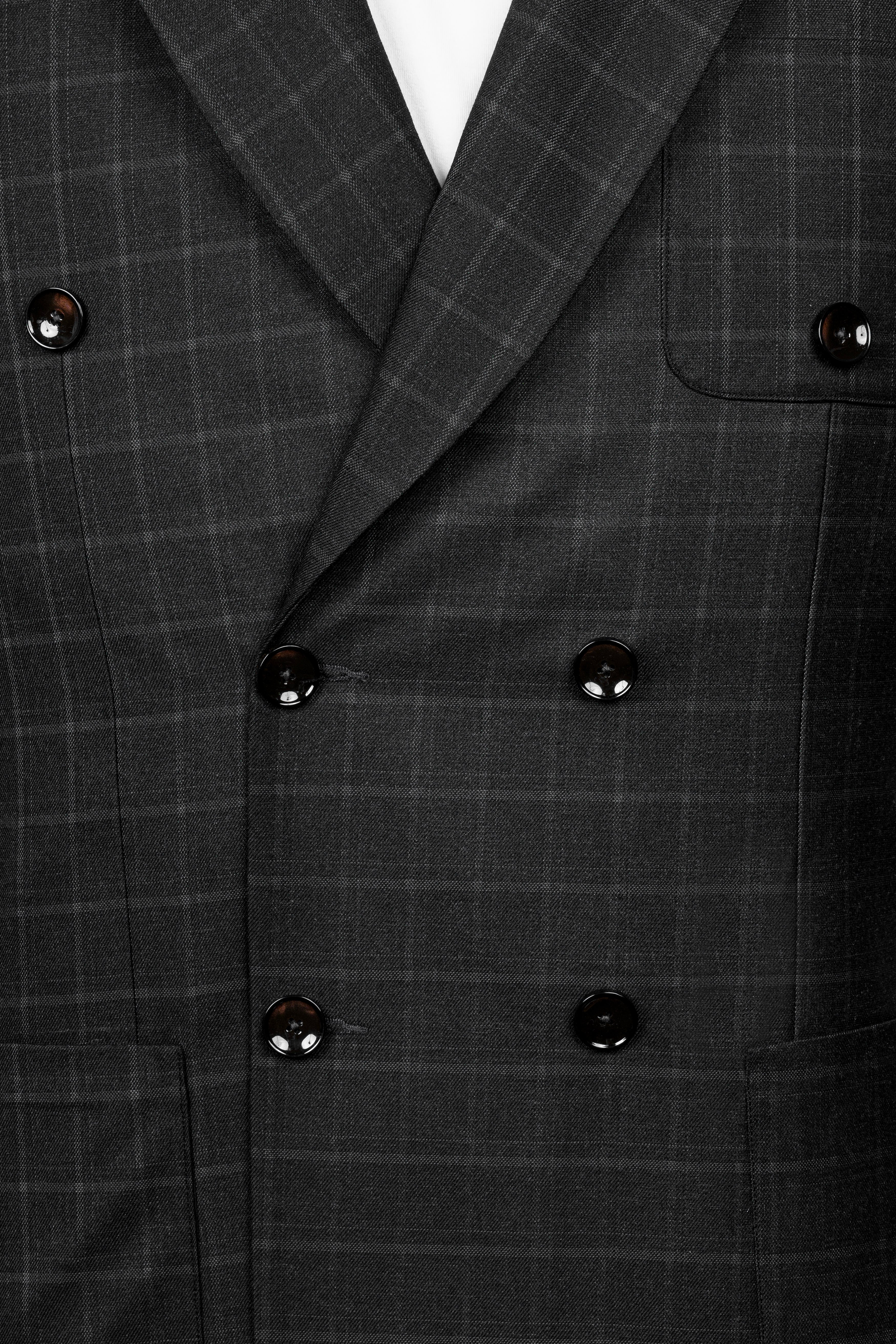 Zeus Light Black Windowpane Double Breasted Suit