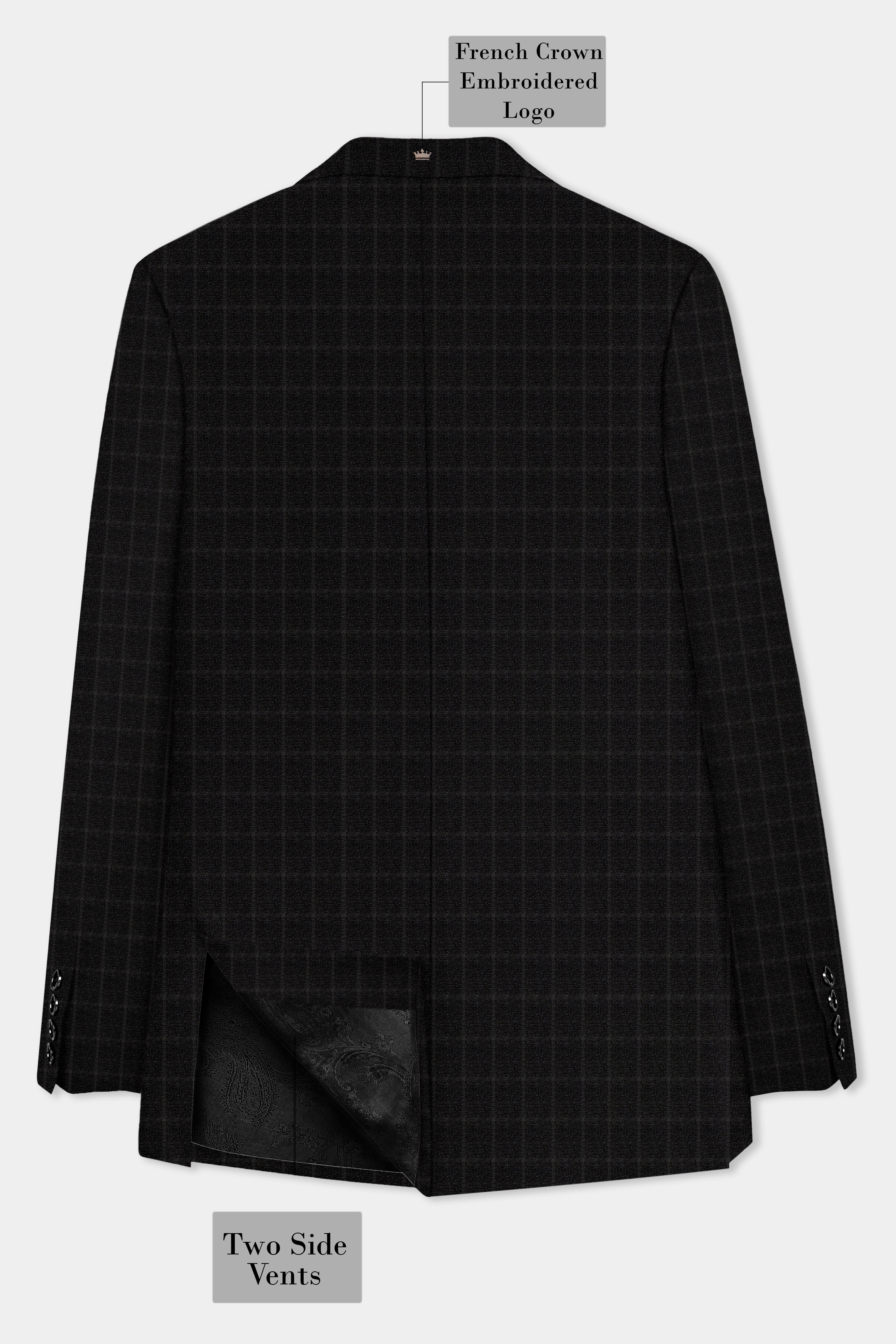 Zeus Light Black Windowpane Double Breasted Suit