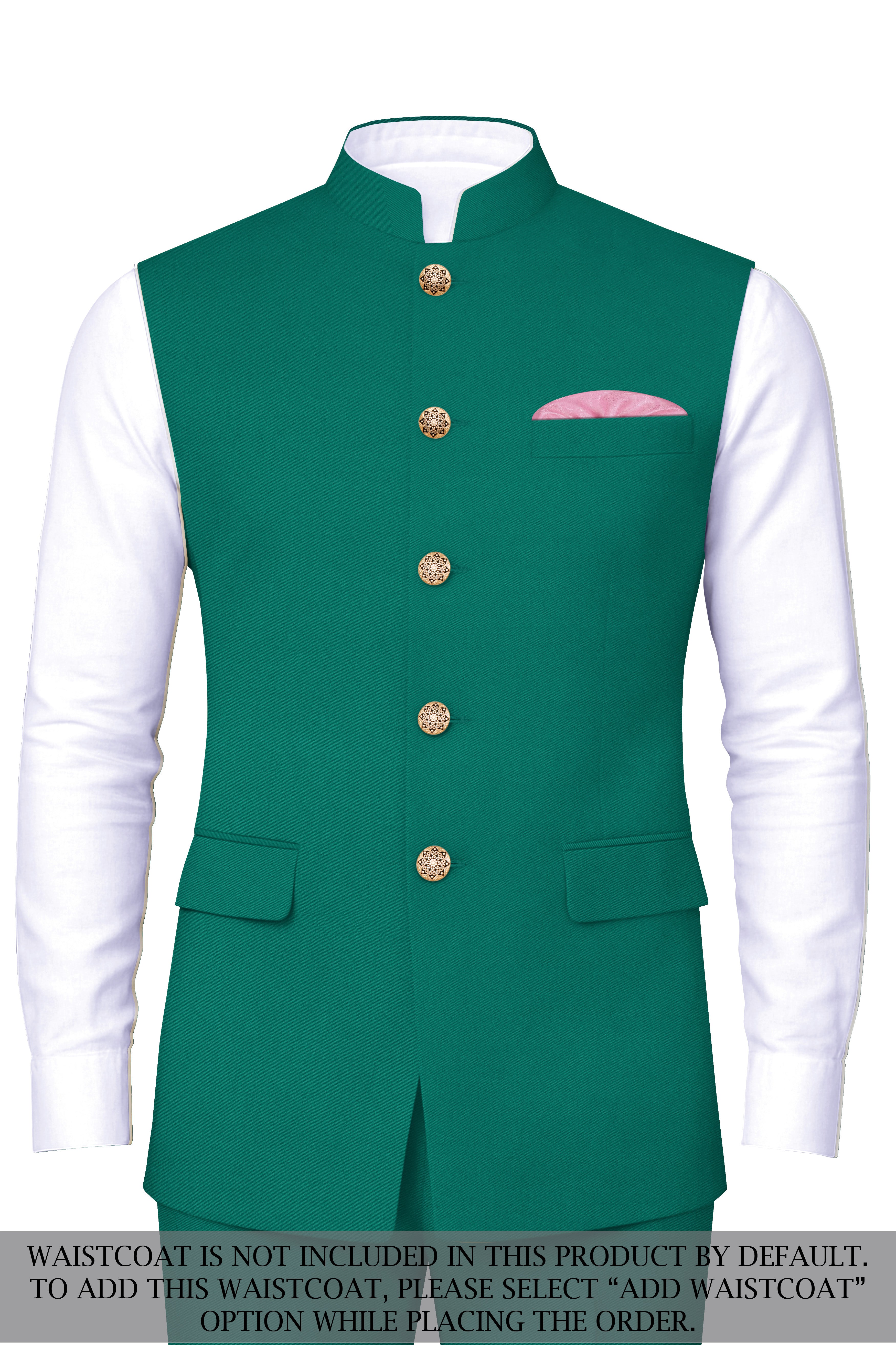 Stromboli Green Cross Placket Bandhgala Suit