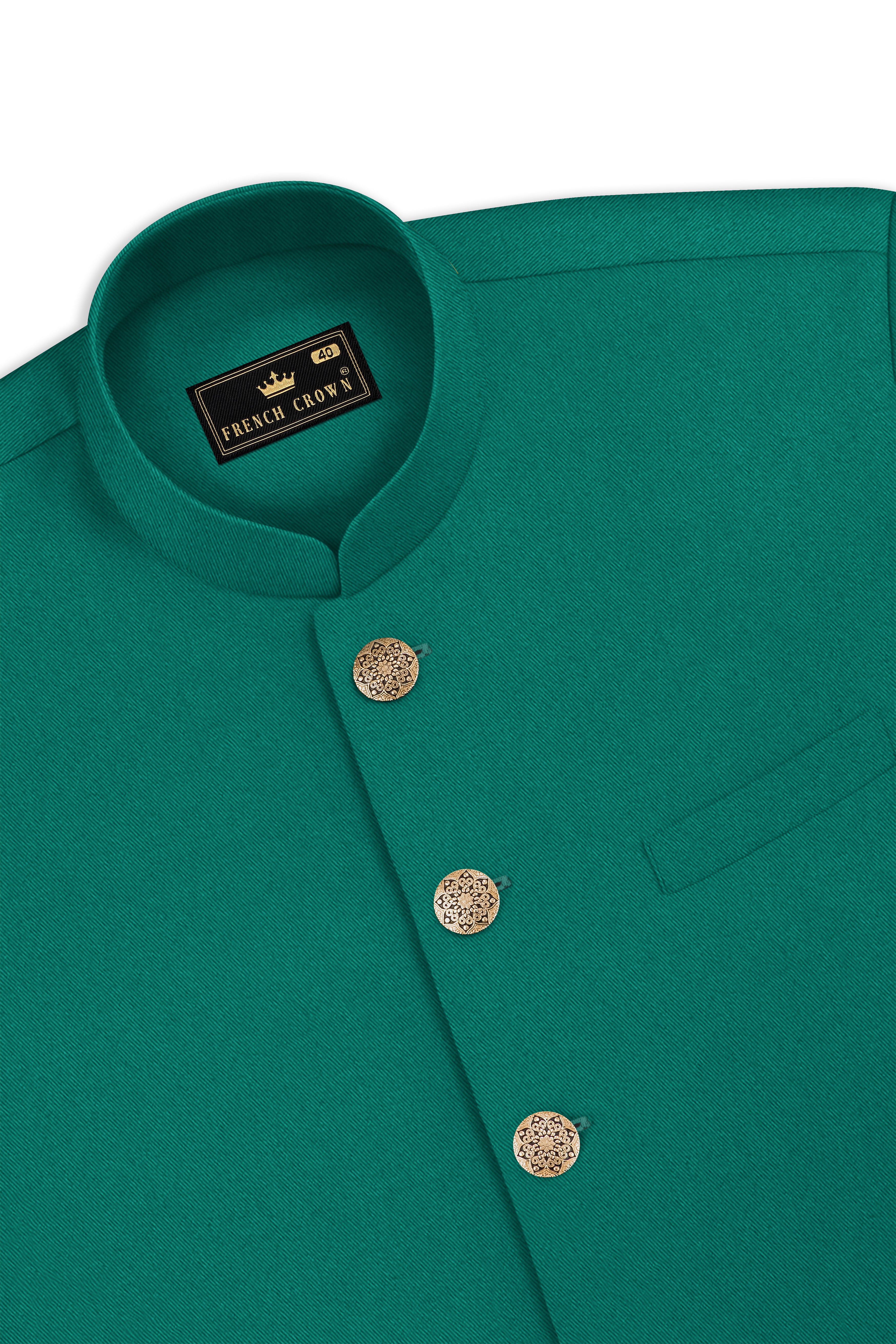 Stromboli Green Cross Placket Bandhgala Suit