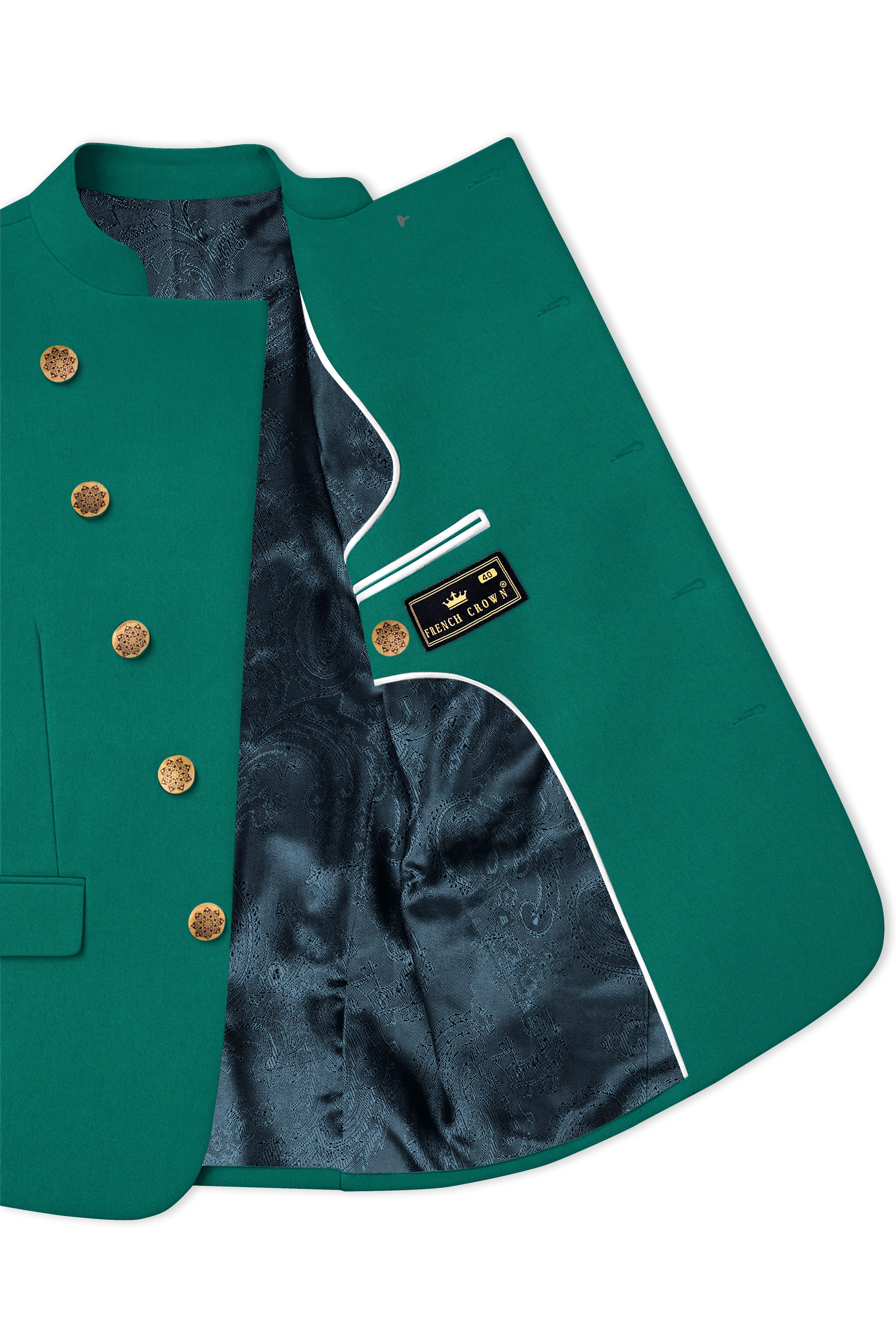 Stromboli Green Cross Placket Bandhgala Suit