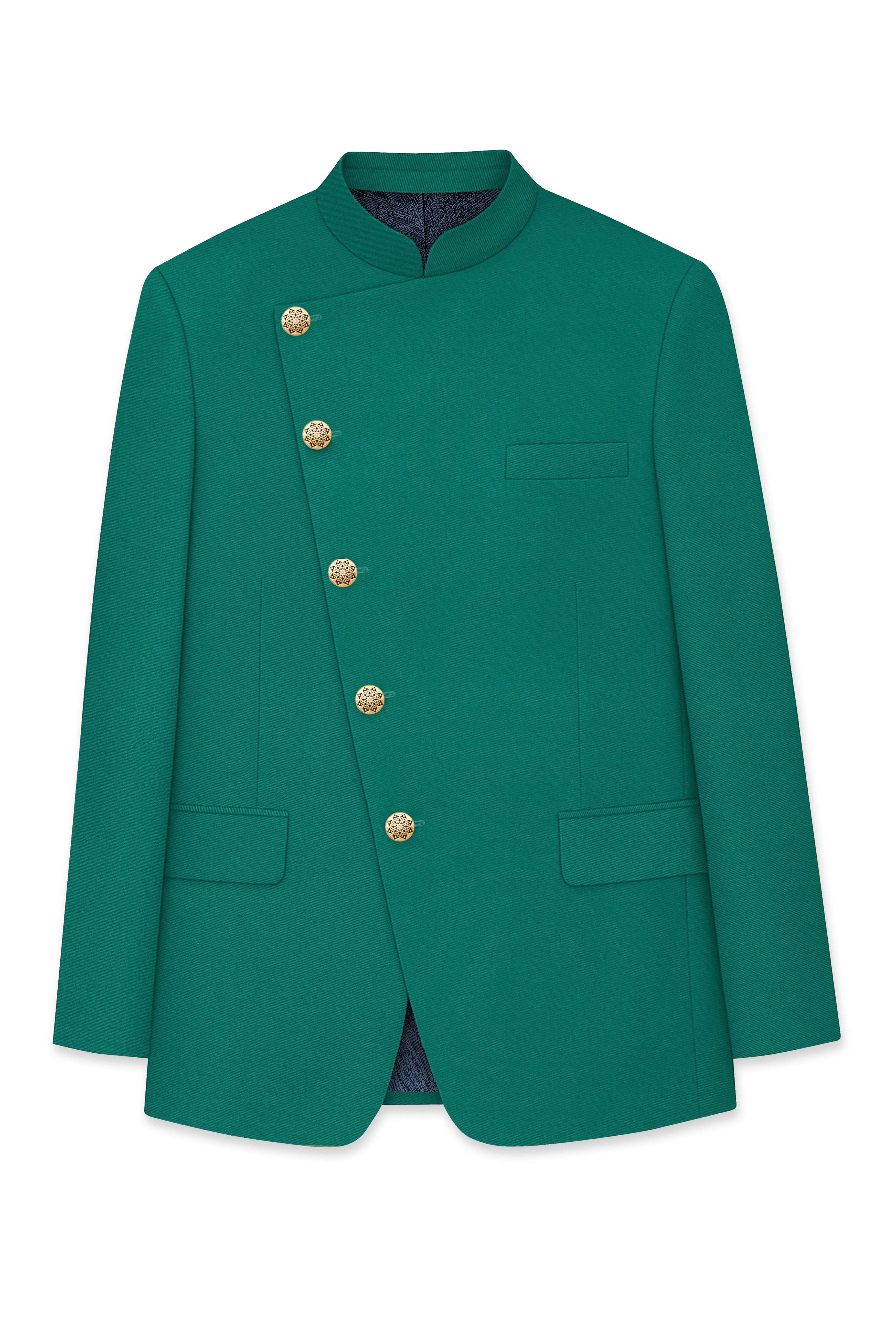 Stromboli Green Cross Placket Bandhgala Suit