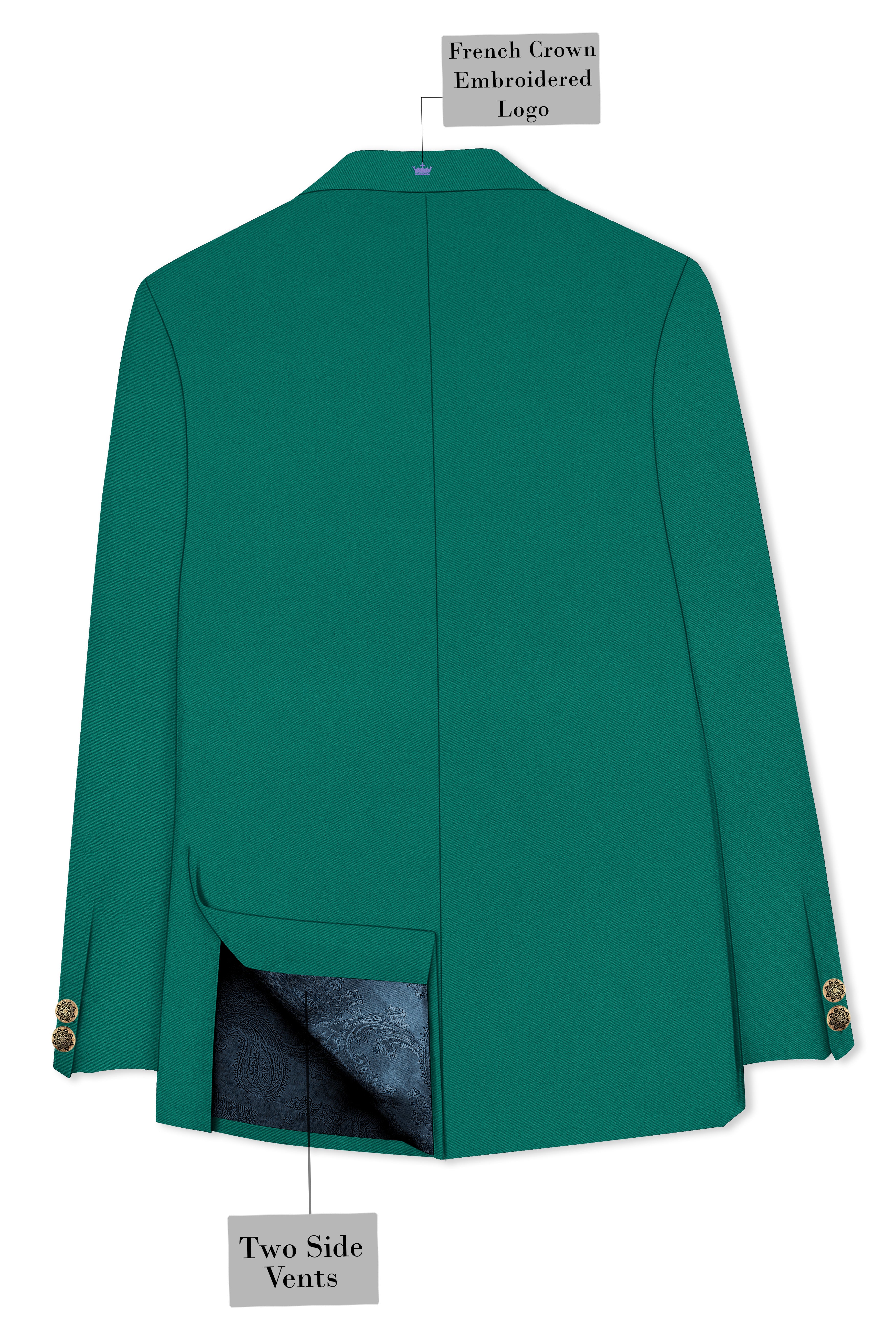 Stromboli Green Cross Placket Bandhgala Suit