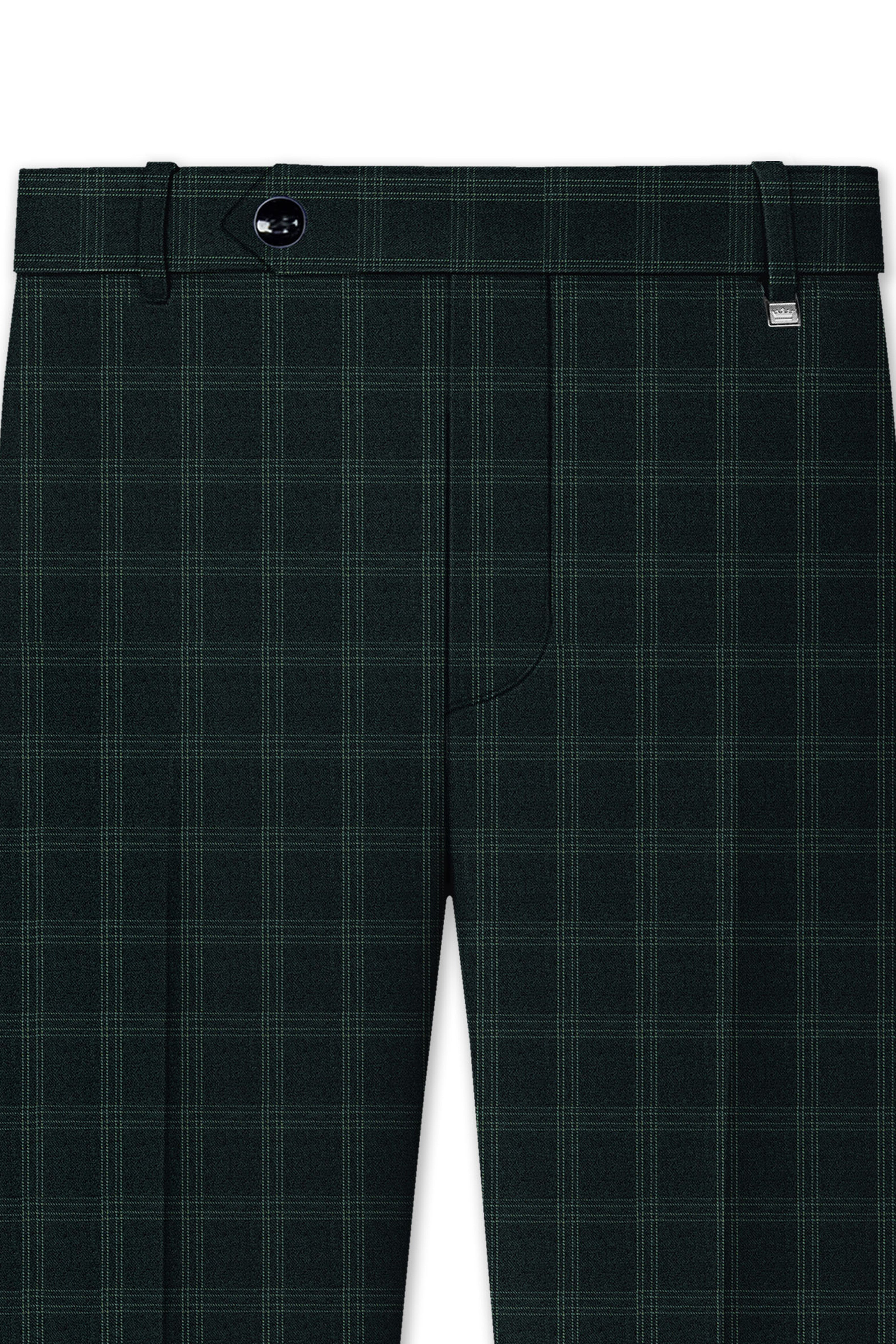 Zeus Green Plaid Cross Placket Bandhgala Suit