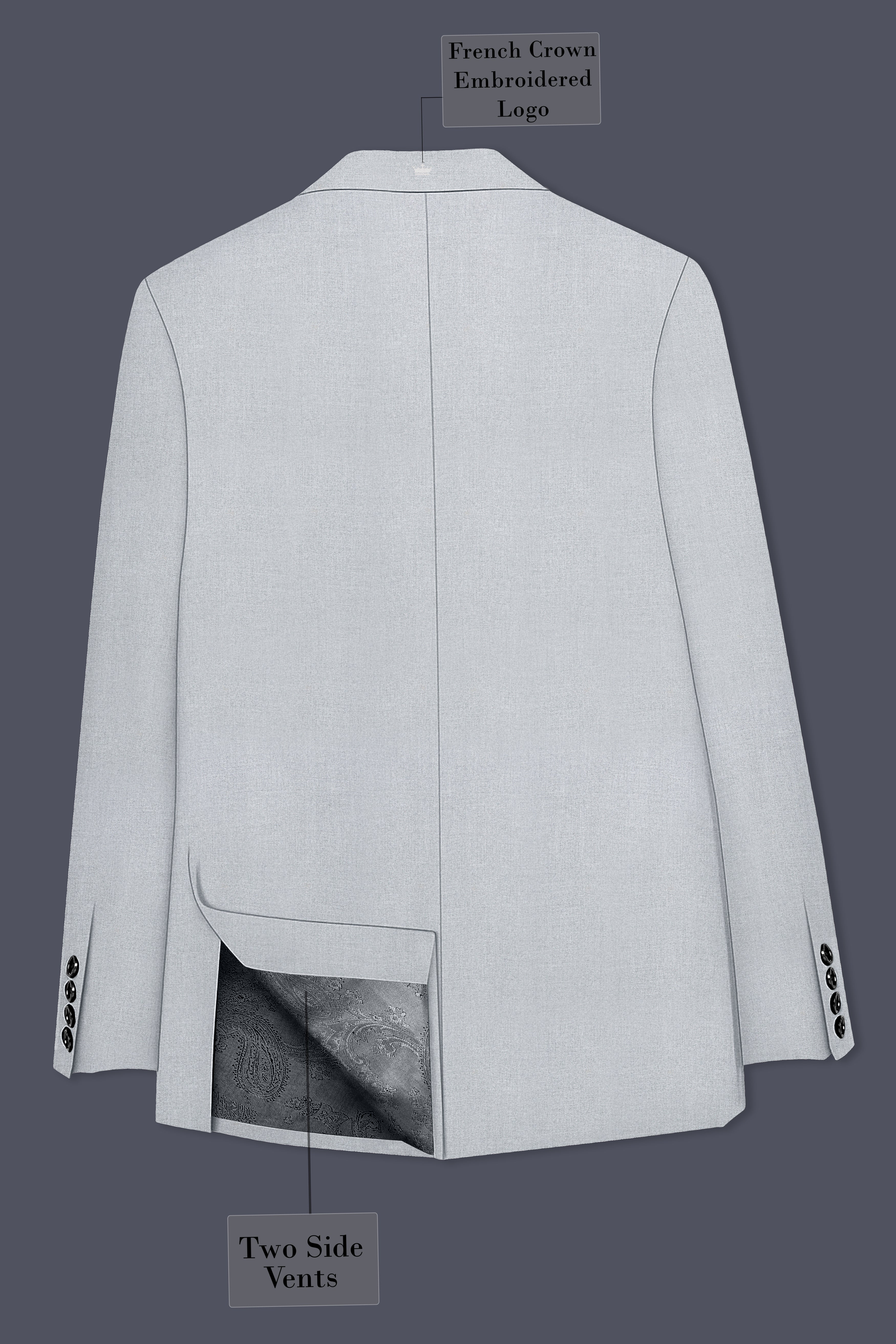 Spun Pearl Gray Cross Placket Bandhgala Suit