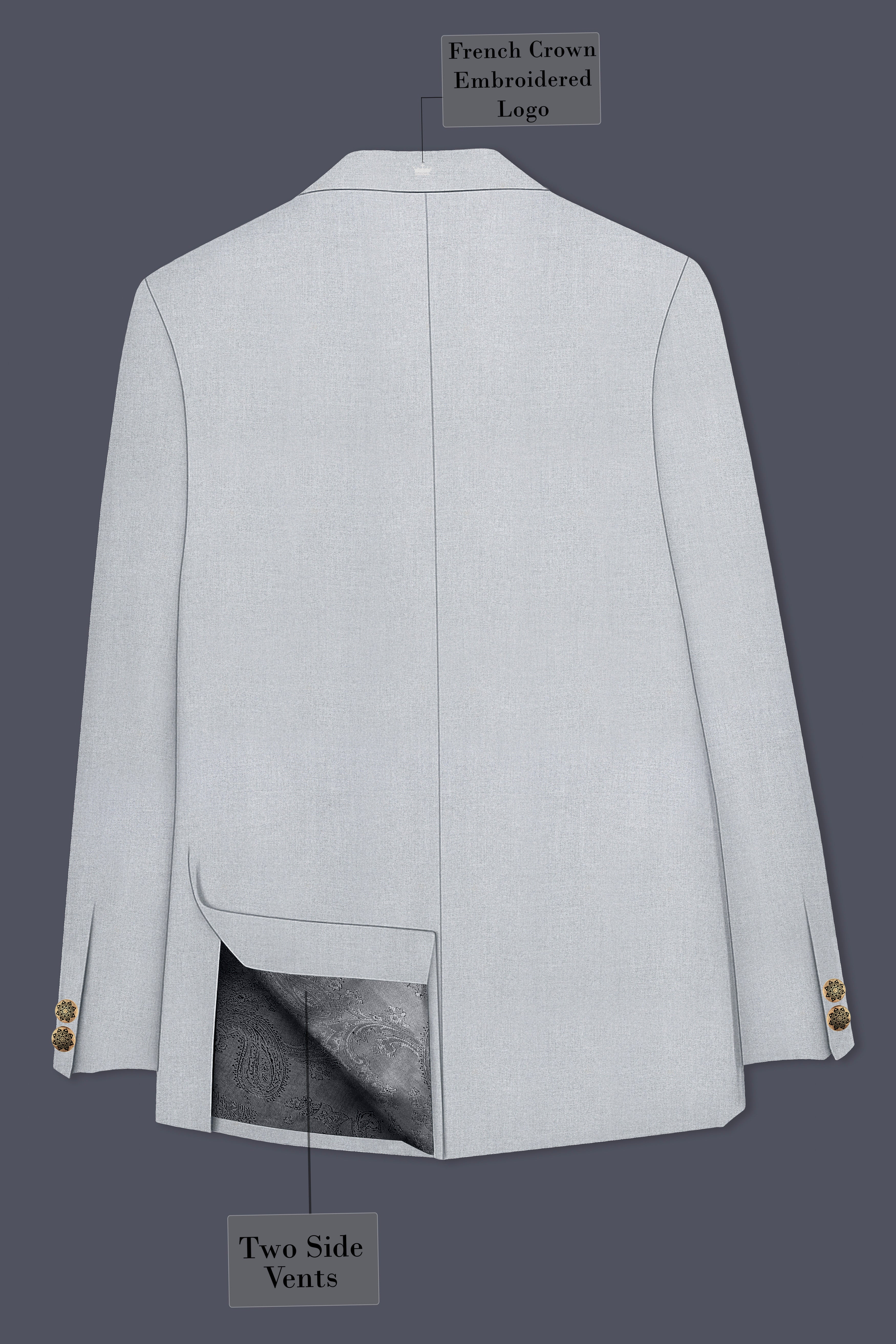 Spun Pearl Gray Cross Placket Bandhgala Blazer