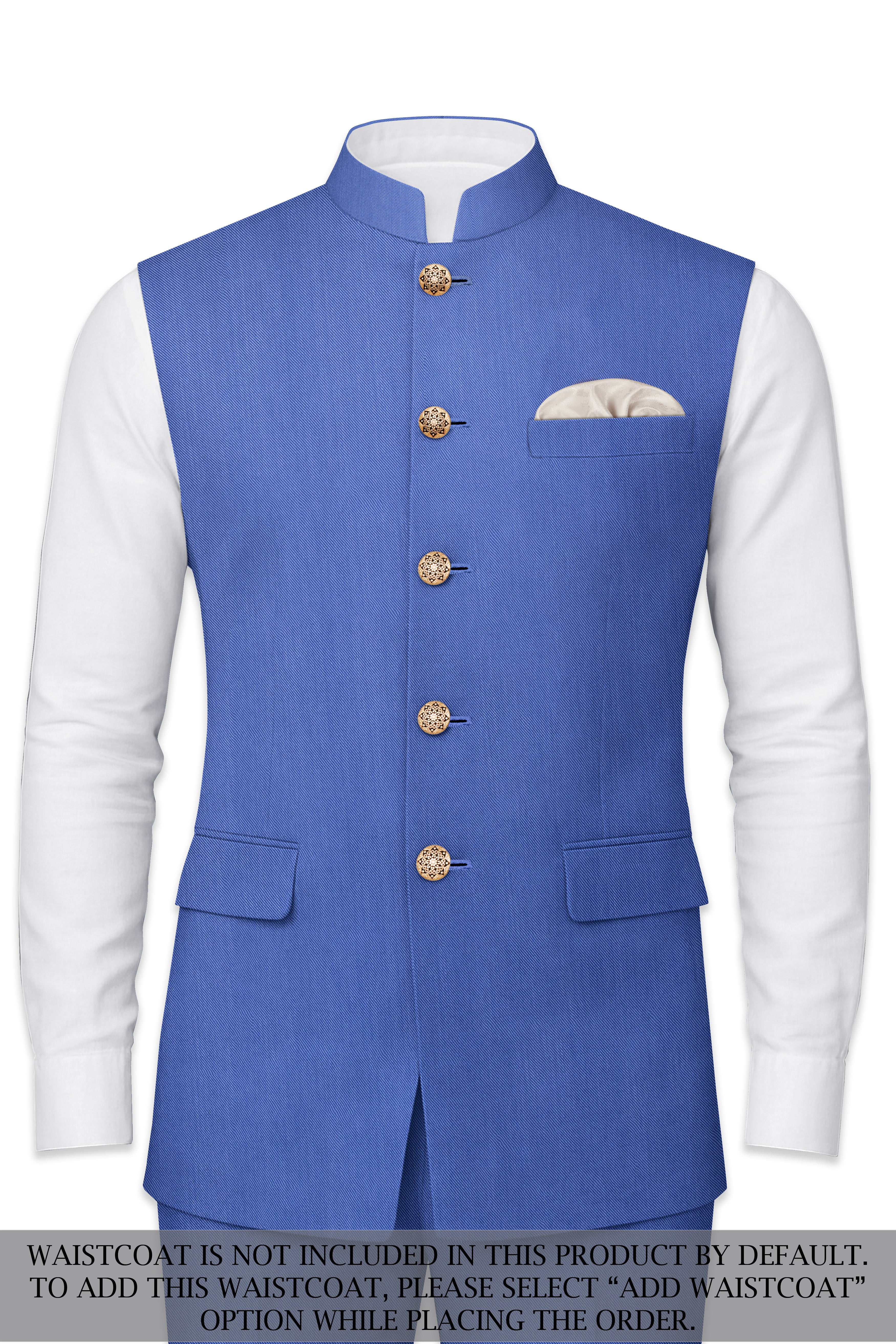 Twilight Blue Premium Cotton Cross Placket Bandhgala Suit
