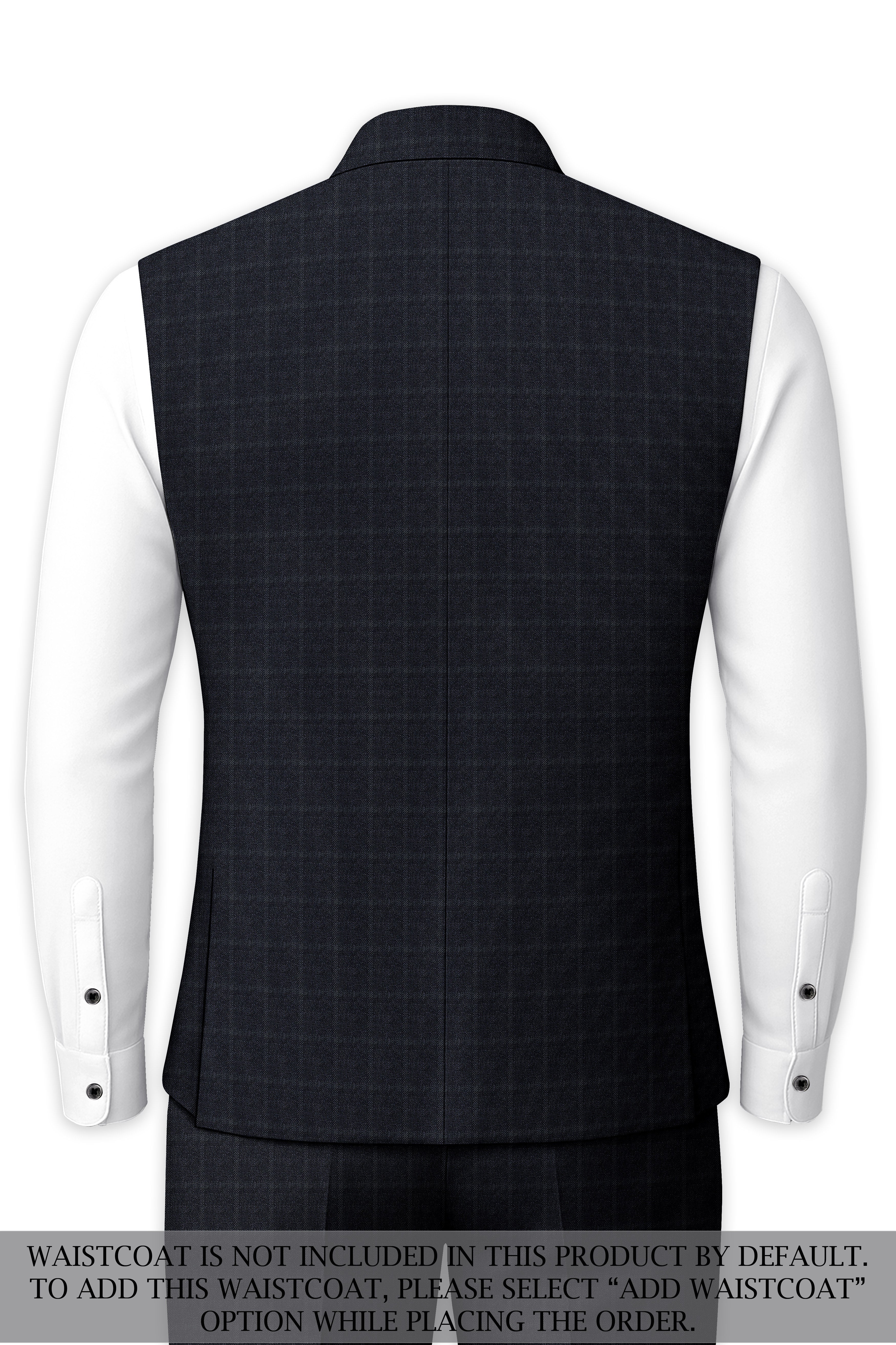 Bastille Light Black Windowpane Cross Placket Bandhgala Suit