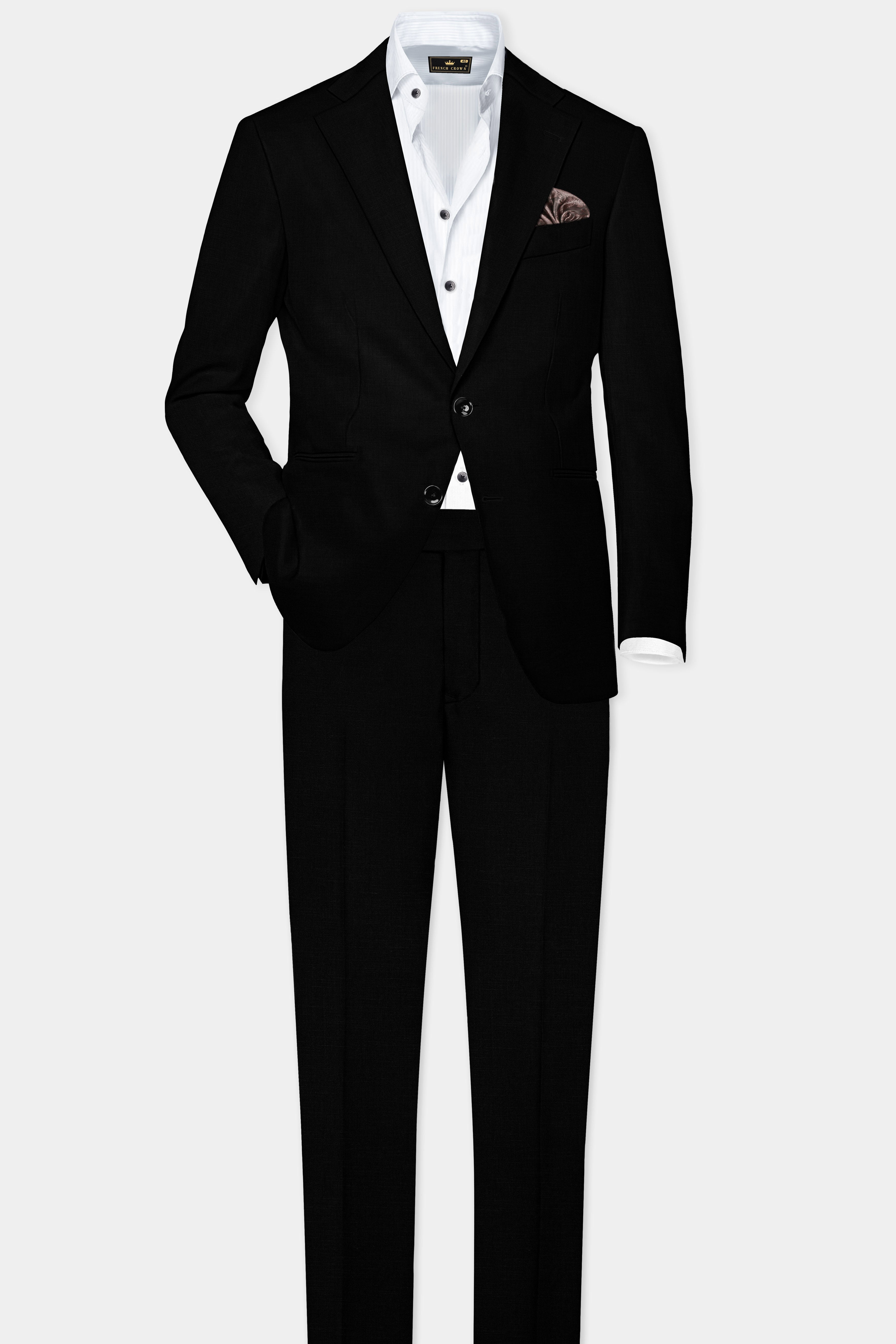 Jade Black Stretchable Subtle Sheen Single Breasted Suit