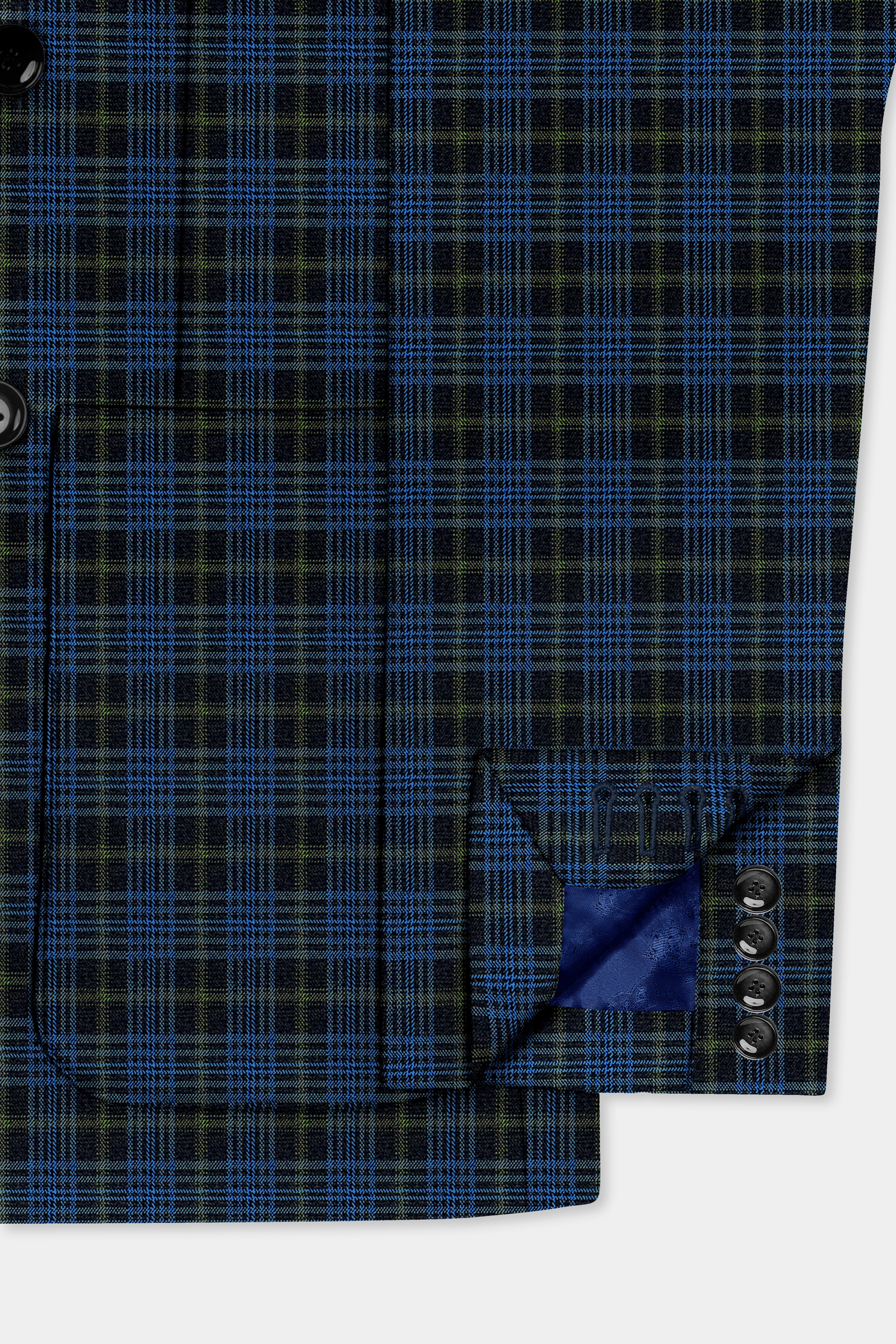 Fiord Navy Blue with Black Russian Plaid Double Breasted Sports Suit