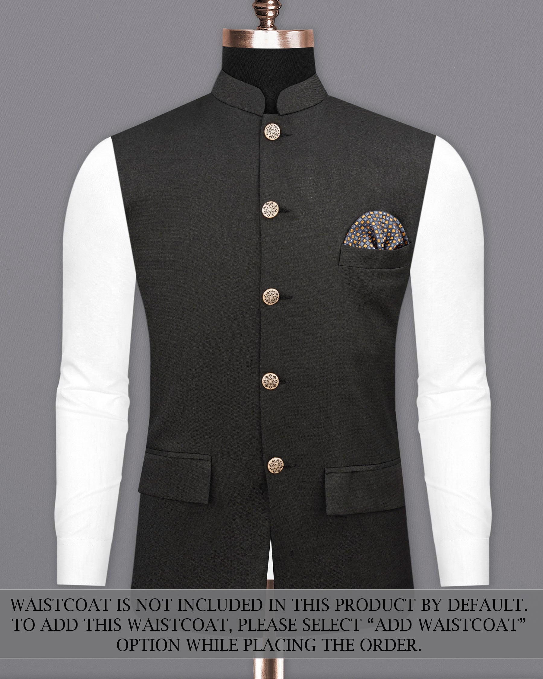 Zeus Black Bandhgala Asymmetrical Designer Suit