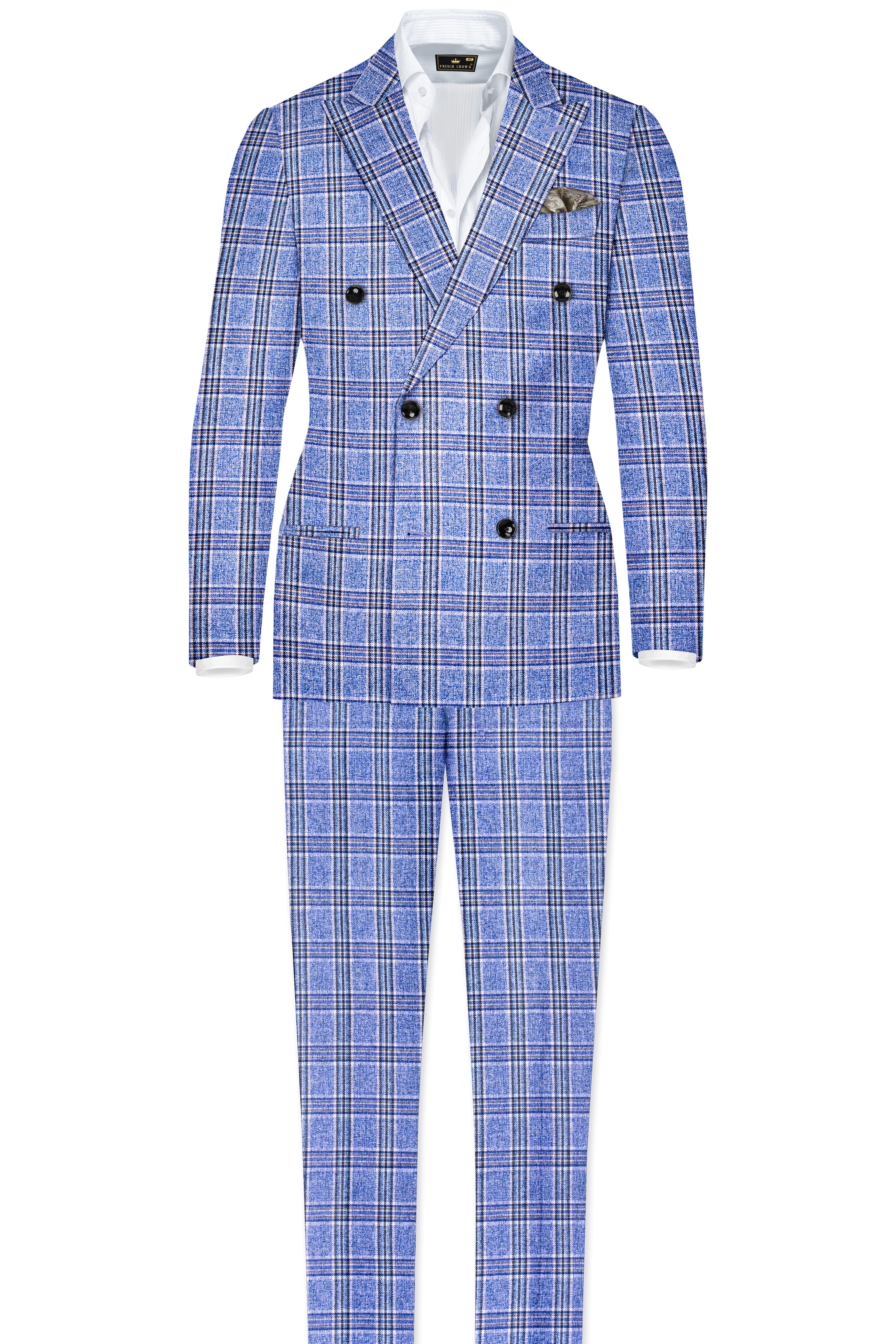 Bayoux Blue Plaid Double Breasted Suit