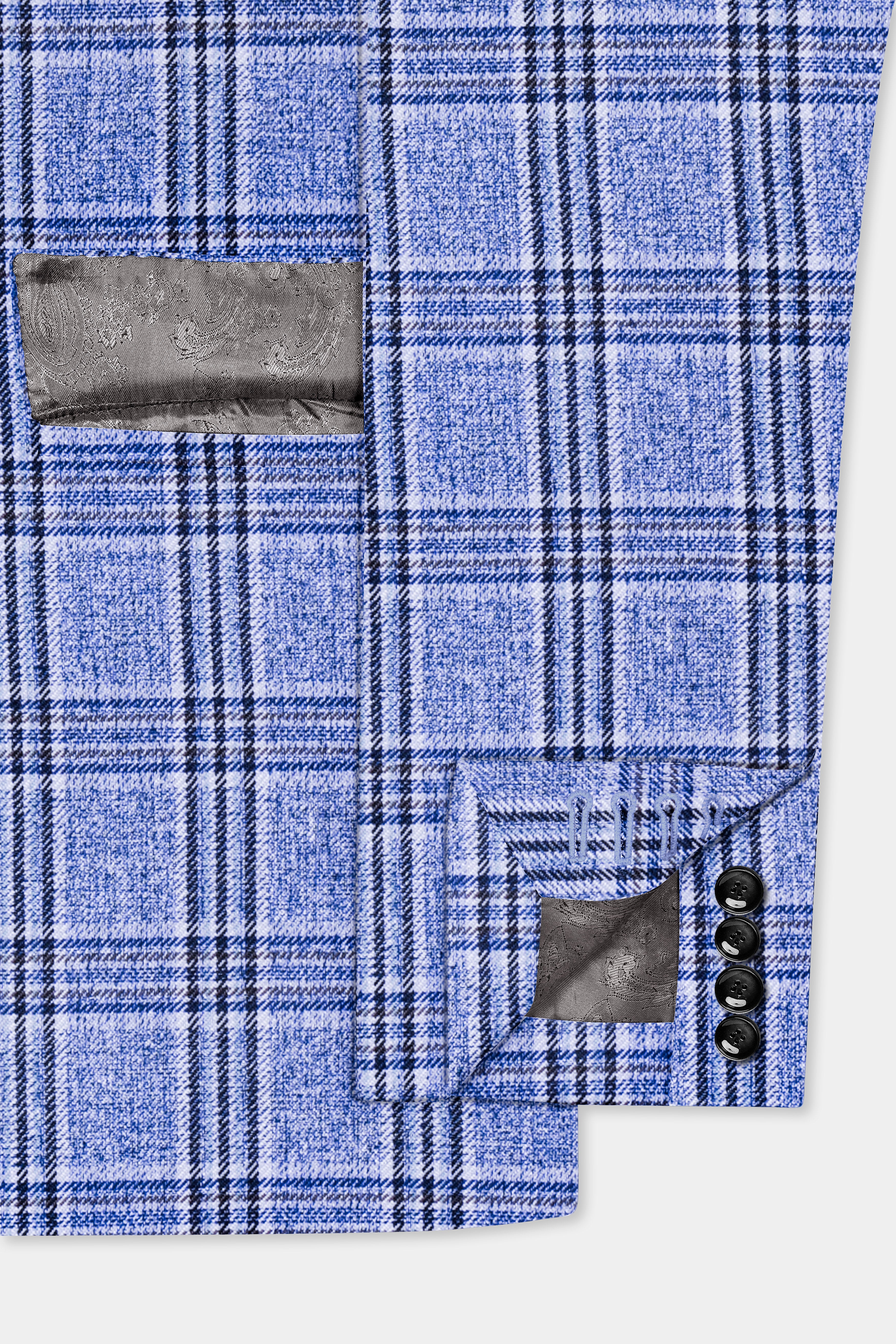 Bayoux Blue Plaid Double Breasted Suit