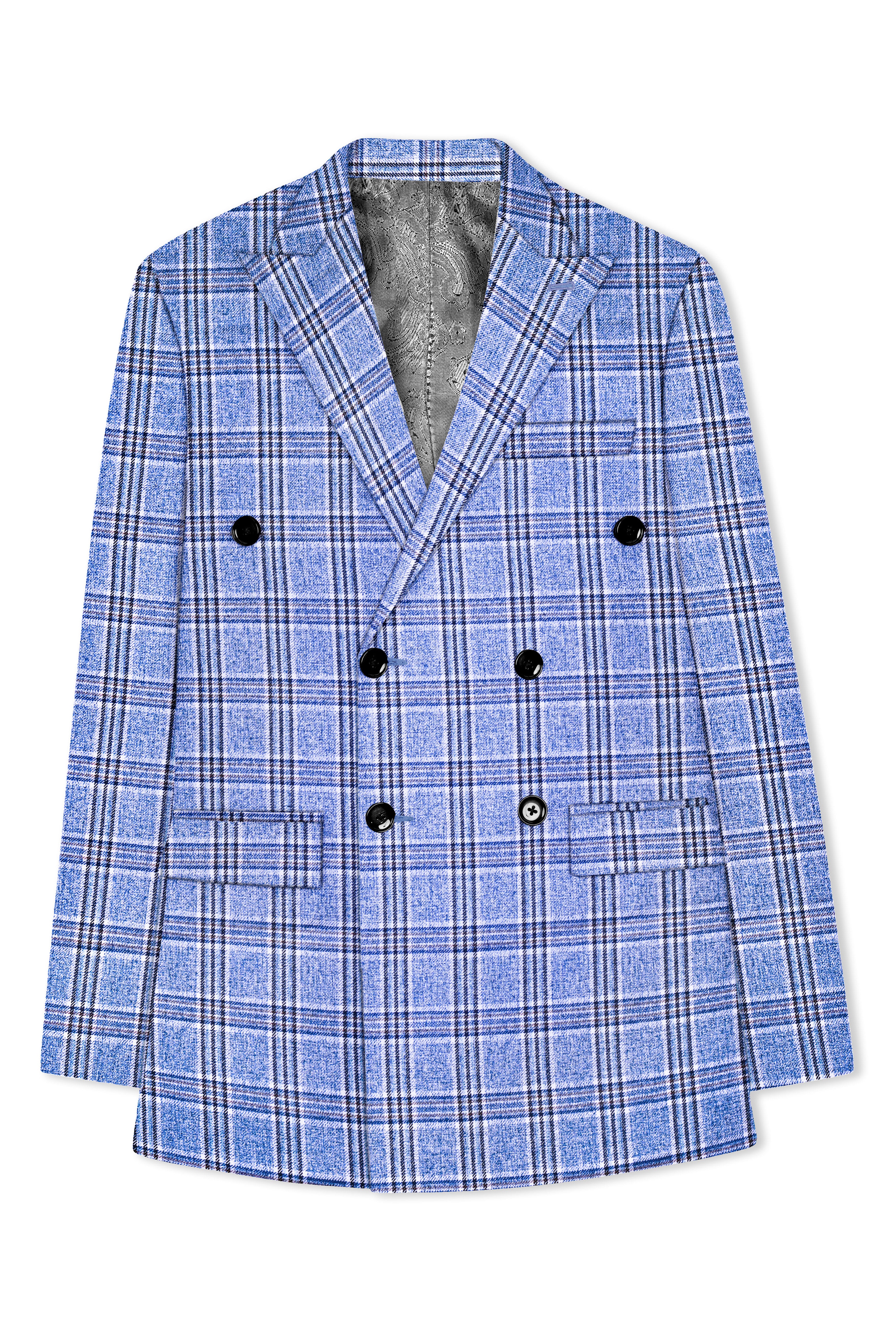 Bayoux Blue Plaid Double Breasted Suit