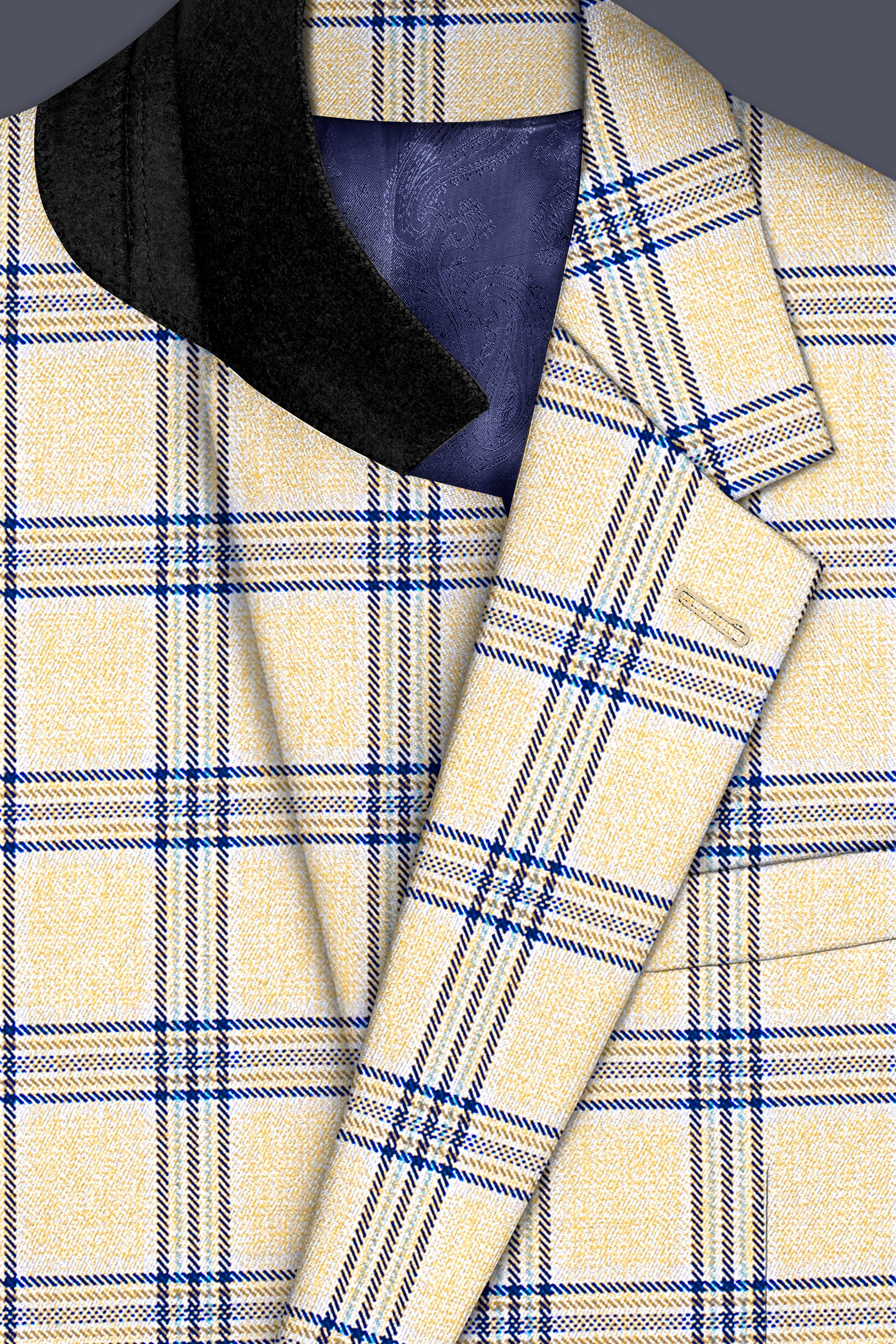 Coriander Light Brown with Rhino Blue Plaid Single Breasted Suit