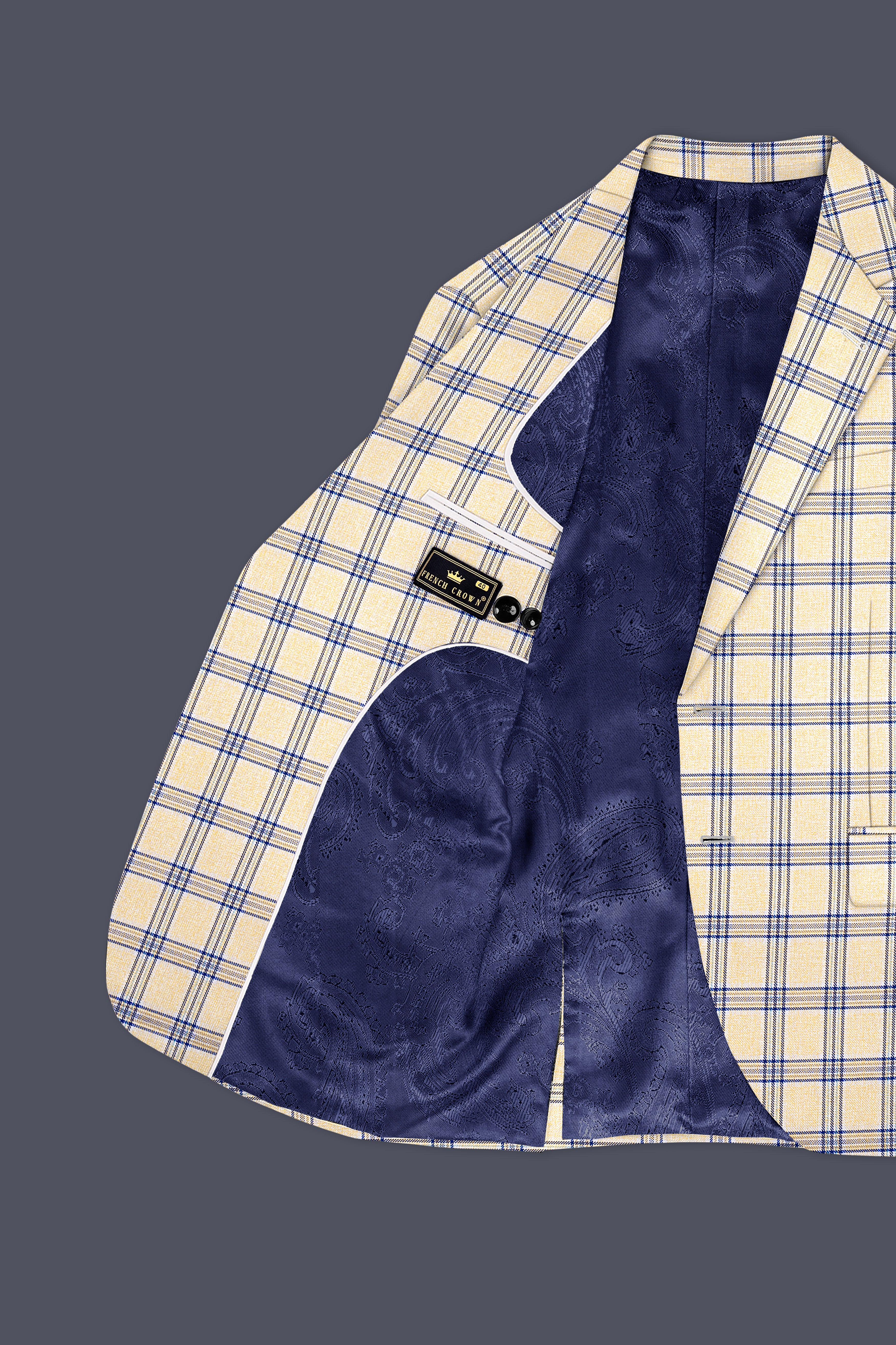 Coriander Light Brown with Rhino Blue Plaid Single Breasted Suit